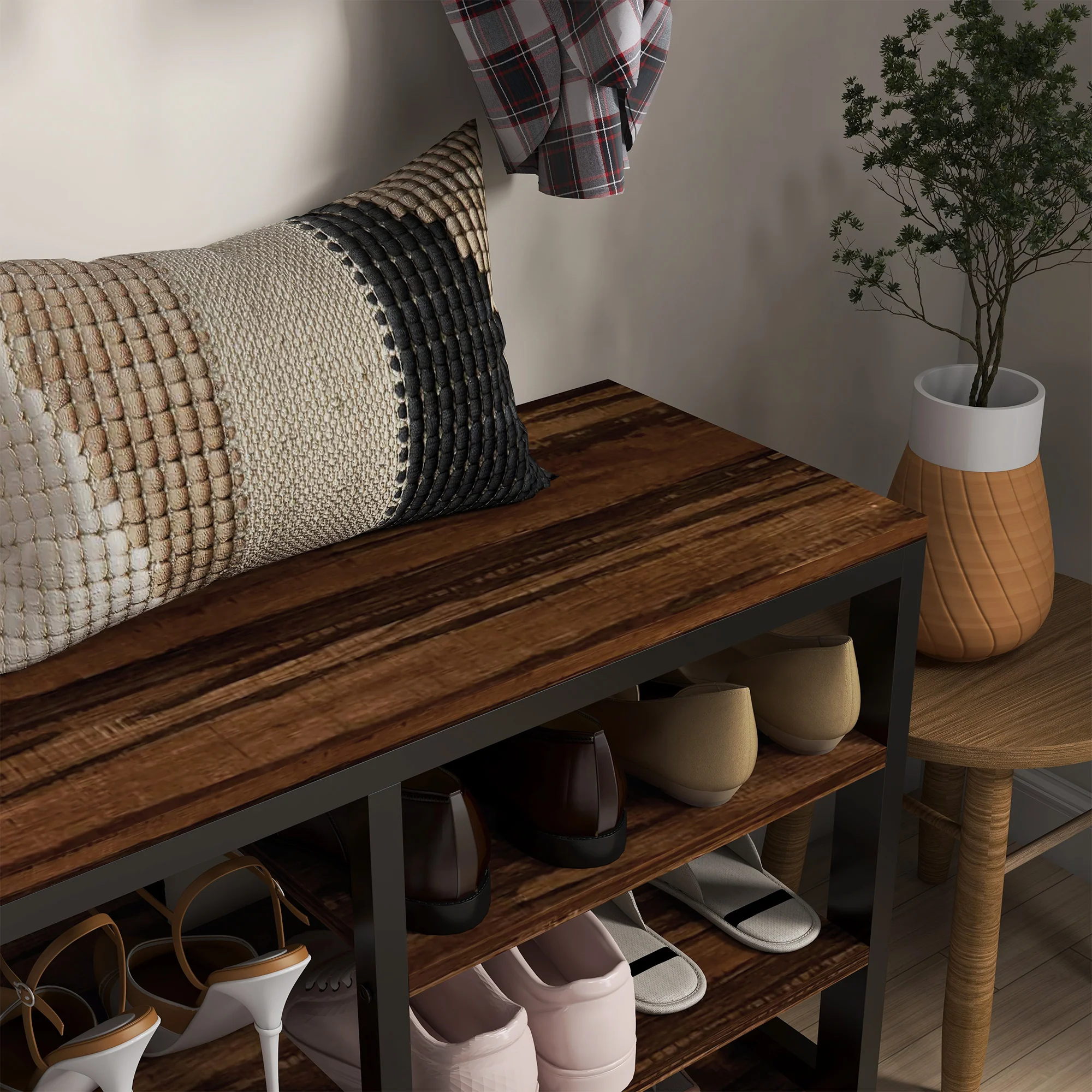 2-in-1 Entryway Storage Set with Shoe Bench and Coat Rack, Hall Tree with Storage Bench - Image 10