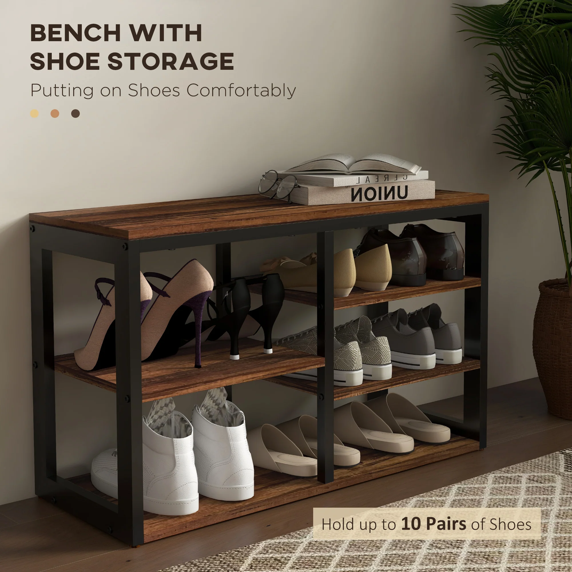 2-in-1 Entryway Storage Set with Shoe Bench and Coat Rack, Hall Tree with Storage Bench - Image 7