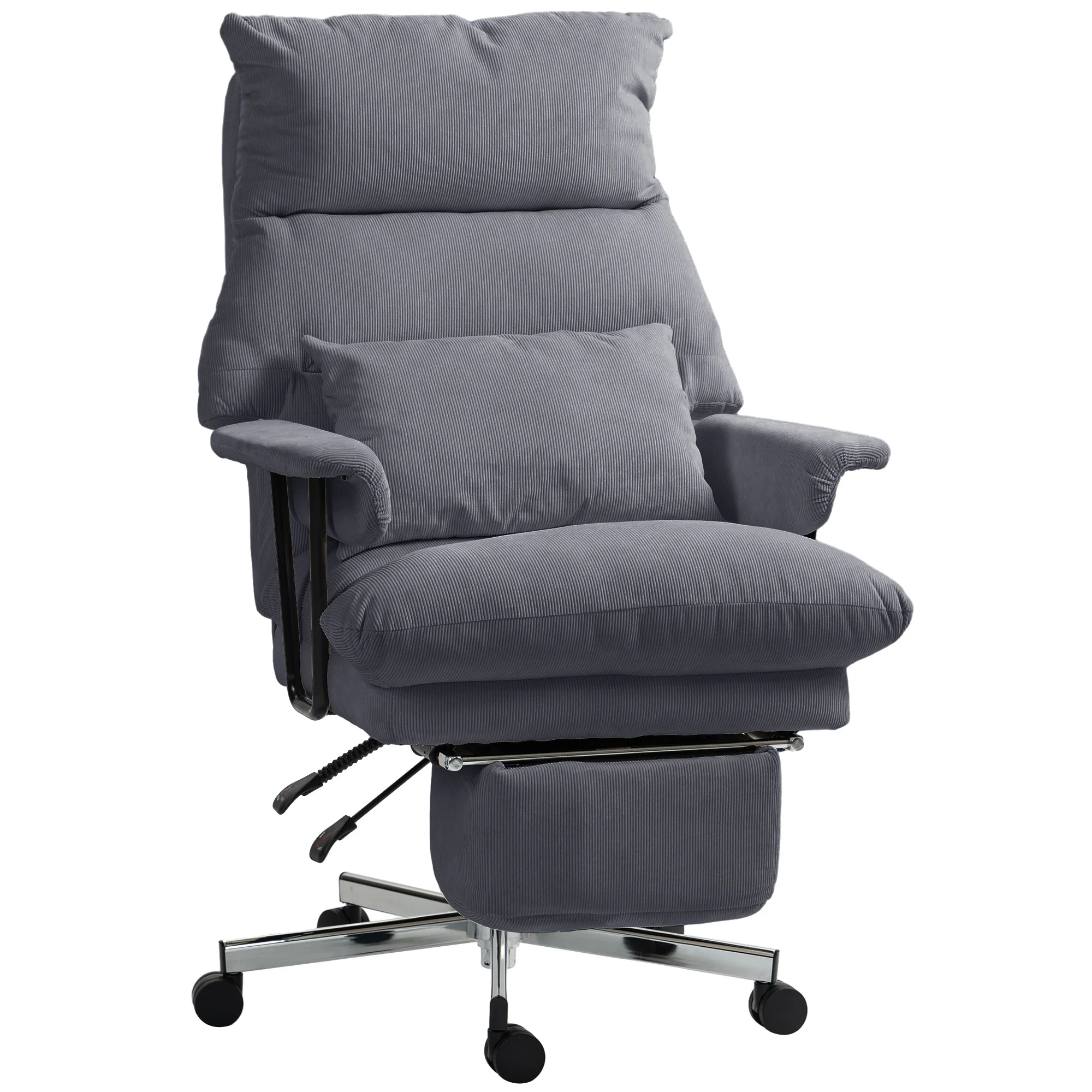 Executive Office Chair with Lumbar Support, Footrest, High Back Reclining, Gray - Image 12
