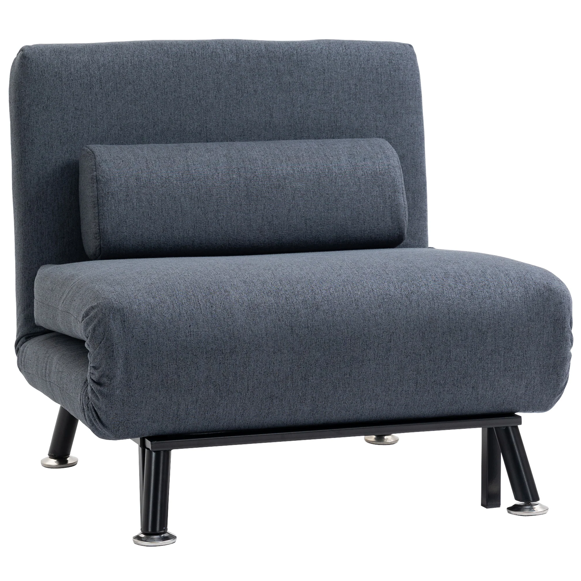 Linen Single Chair Bed, 3-in-1 Convertible Sleeper Chair with Adjustable Backrest, Dark Grey - Image 2