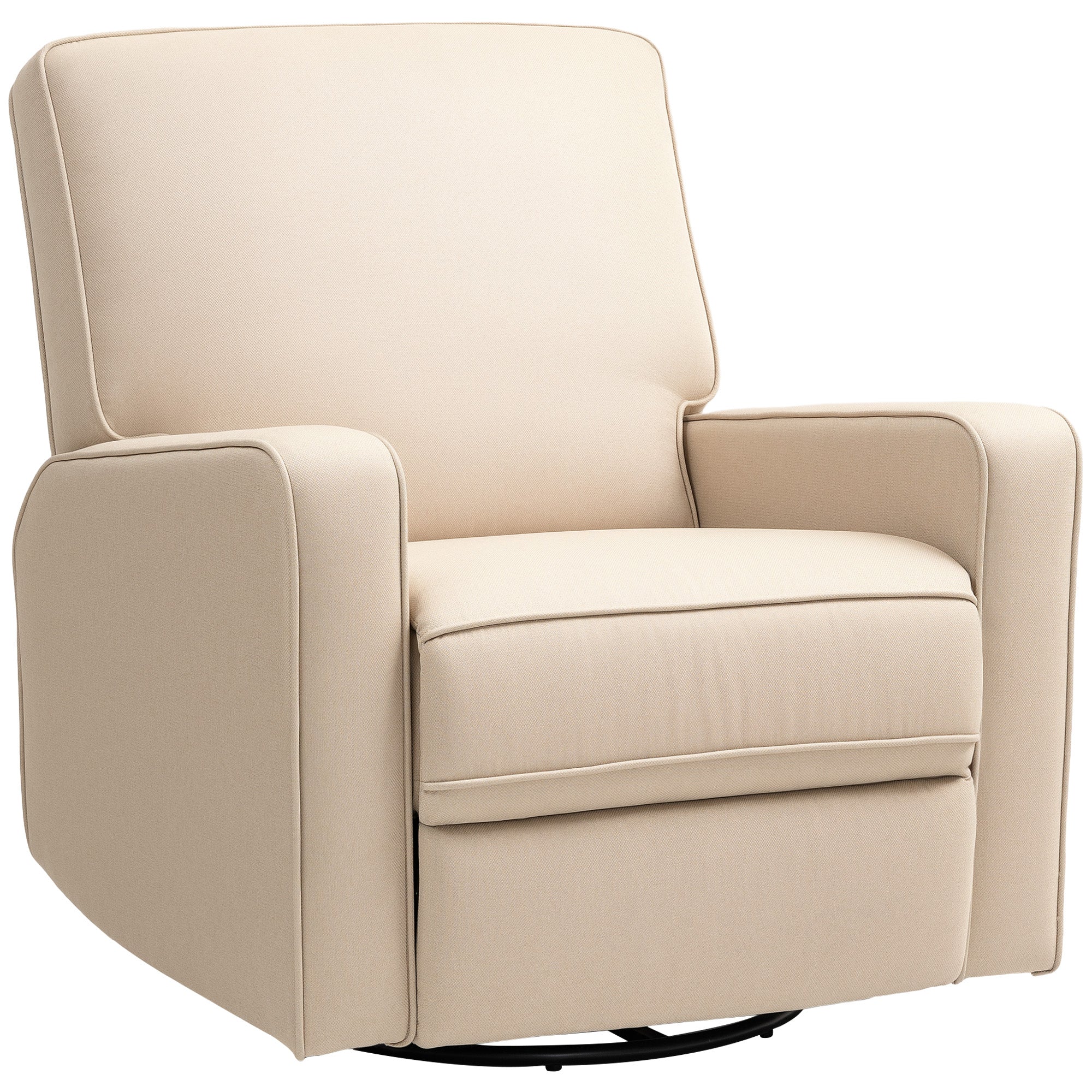 Manual Recliner Glider Rocking Chair, Breathable Fabric, Living Room, Beige - Image 12