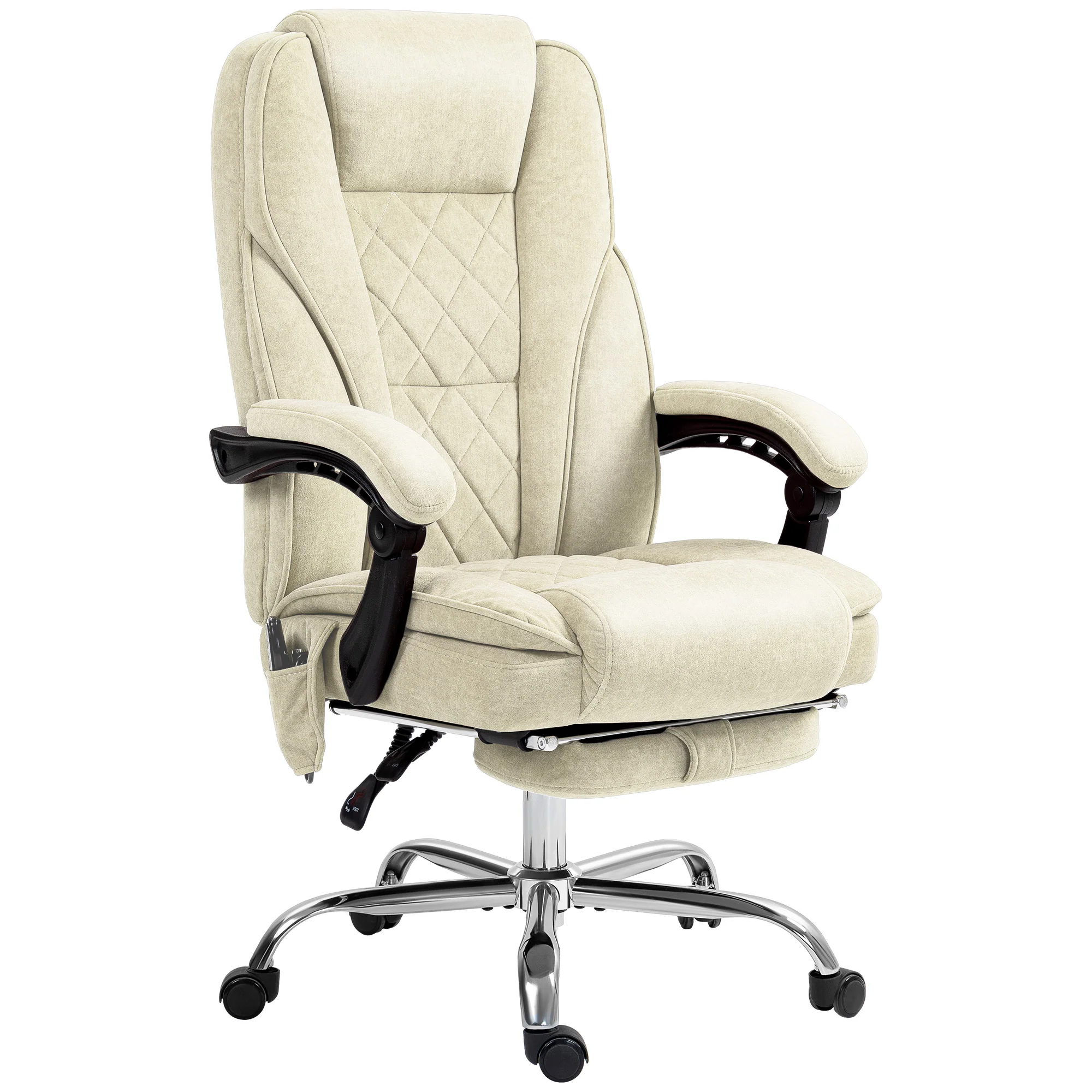 Massage Office Chair, Heated Reclining Computer Chair with Adjustable Height and Footrest, Beige - Image 2