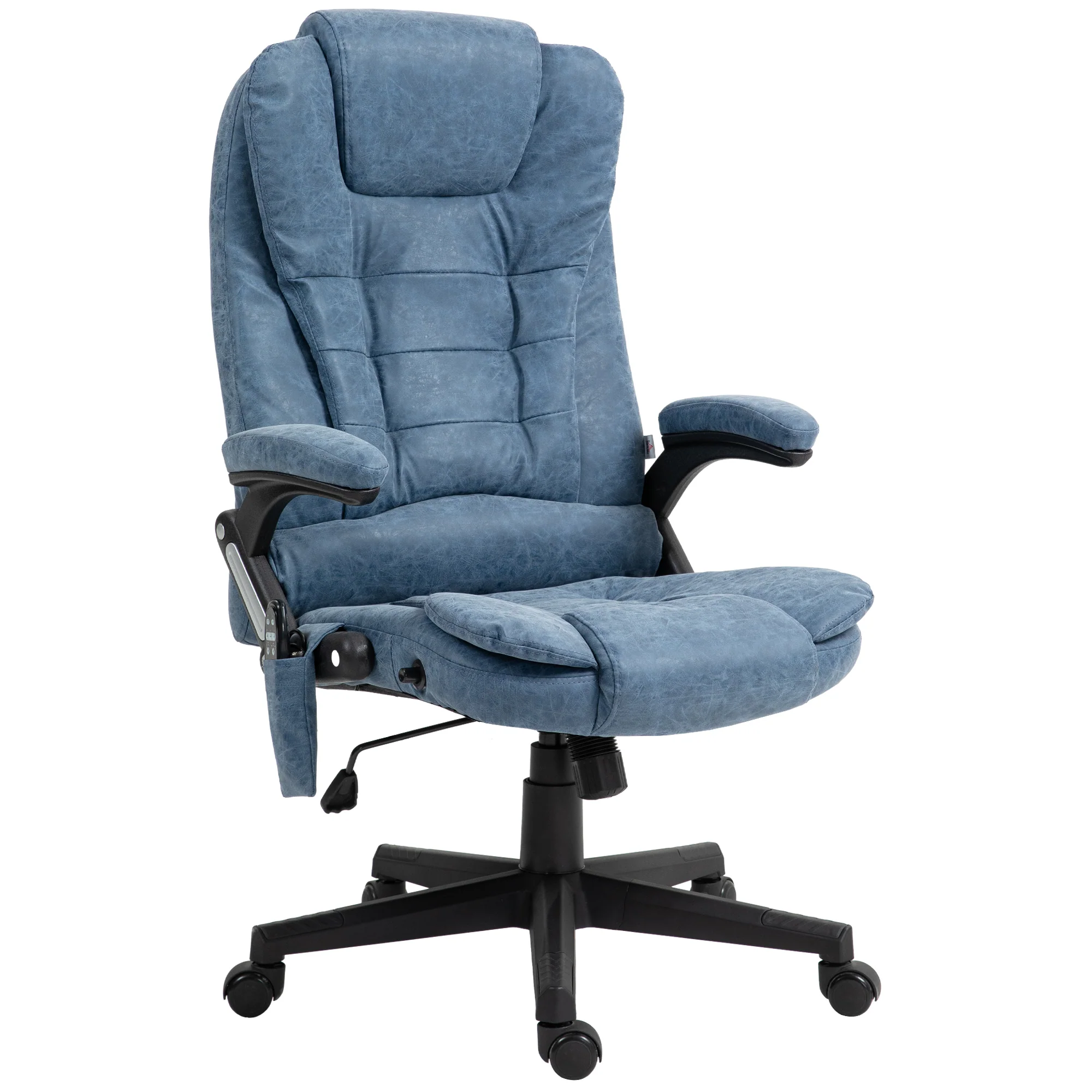 Heated Massage Office Chair with 6 Vibration Points, Armrest and Remote, Blue - Image 2