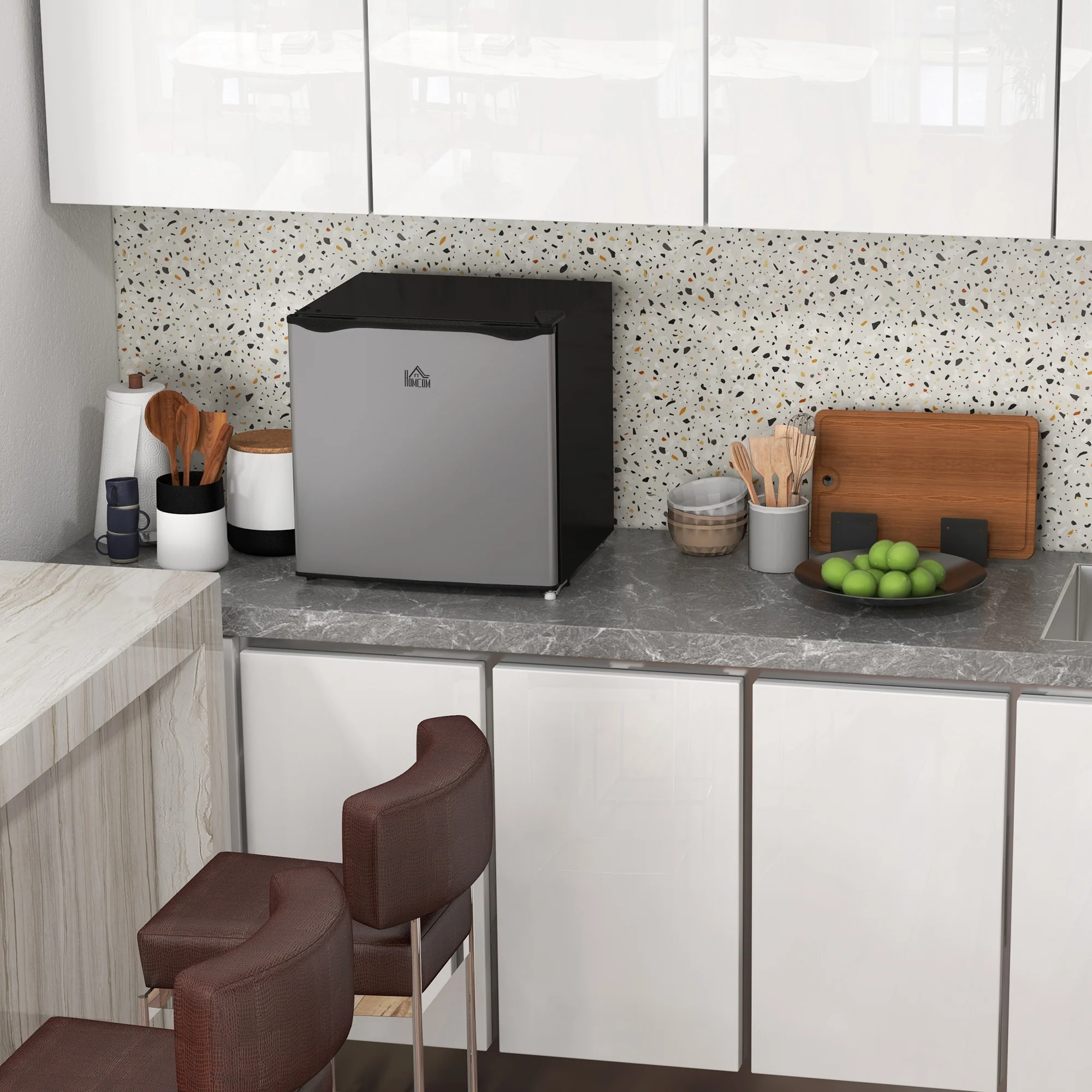 1.1 Cu Ft Countertop Mini Freezer, Compact Upright with Removable Shelves, Silver - Image 3