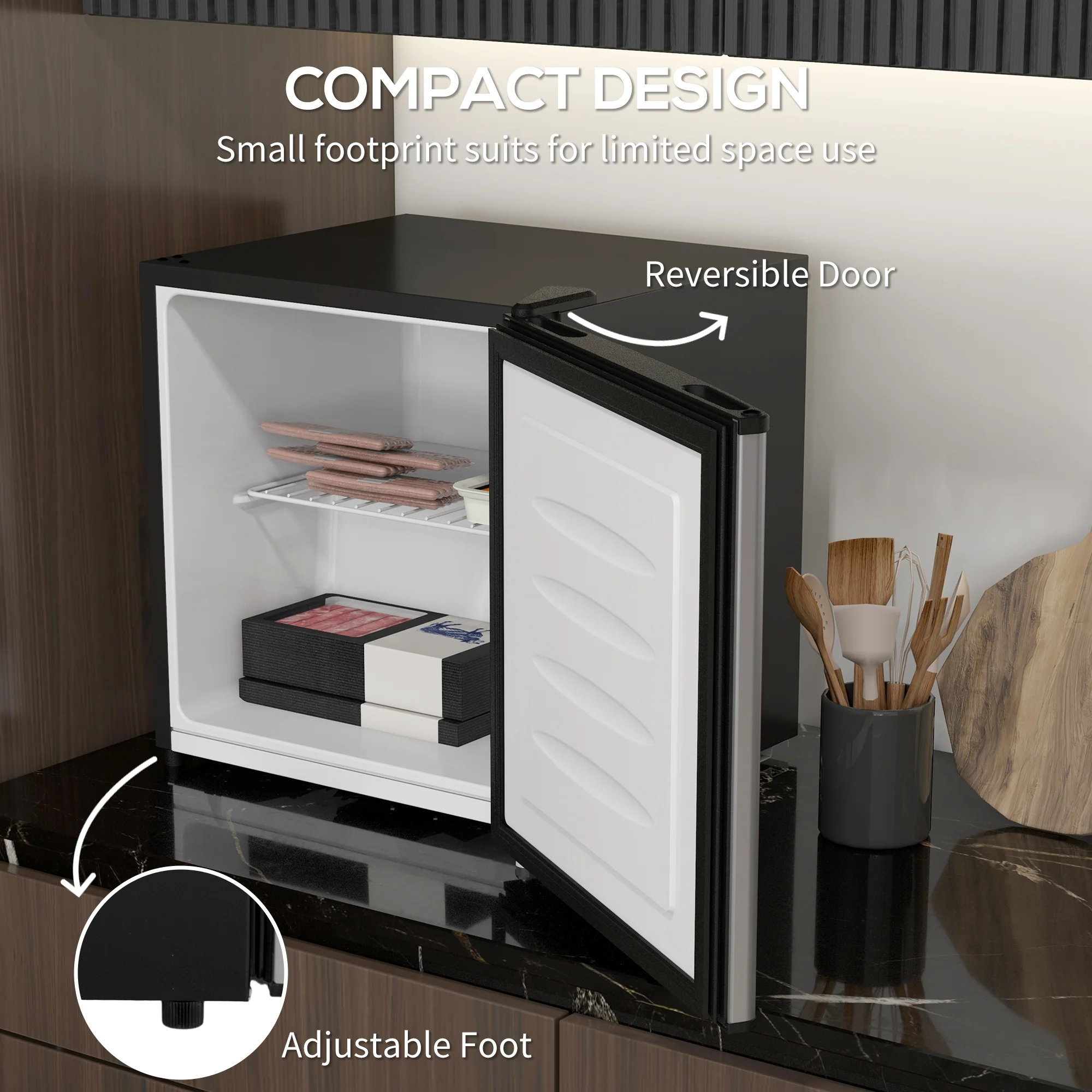 1.1 Cu Ft Countertop Mini Freezer, Compact Upright with Removable Shelves, Silver - Image 8