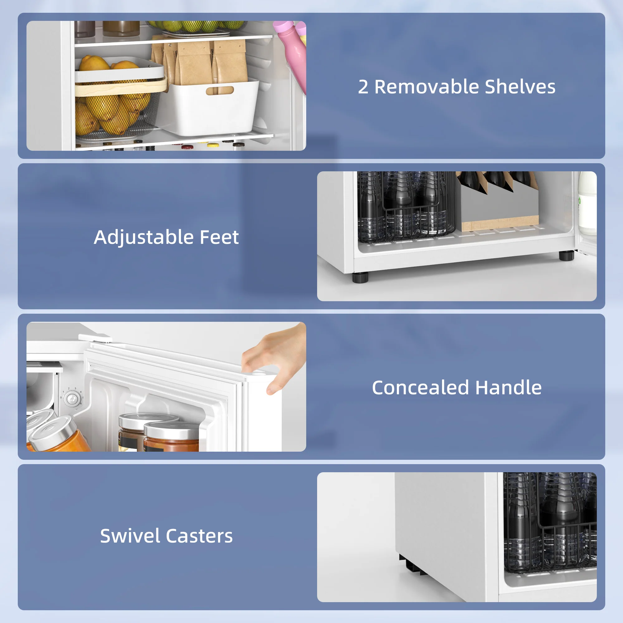 4.5 Cu.Ft Mini Fridge with Freezer, Wheels, Adjustable Thermostat & Reversible Door, White - Image 6