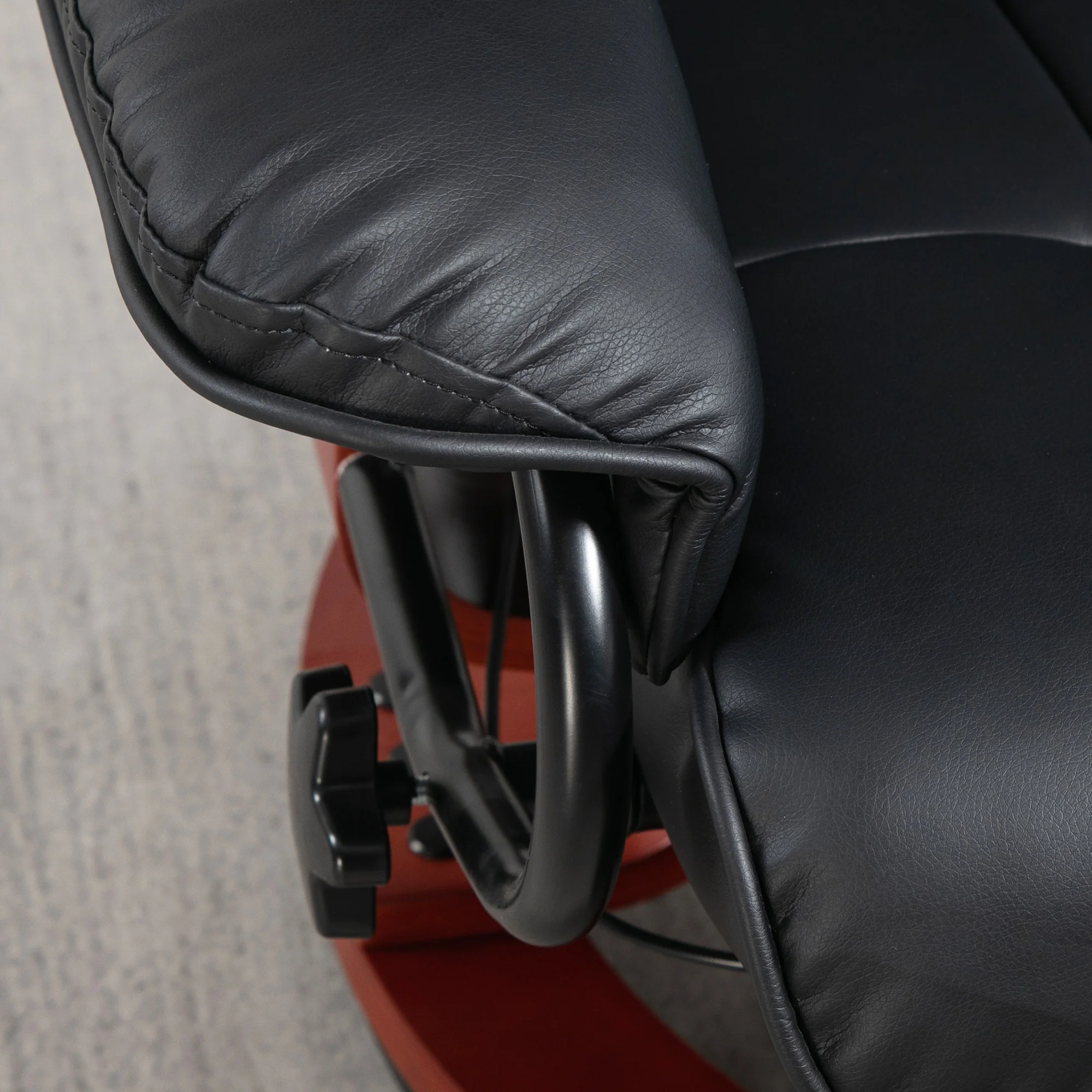 Modern RV Recliner Chair, PU Leather Swivel Recliner Armchair w/ Footrest, Black - Image 11