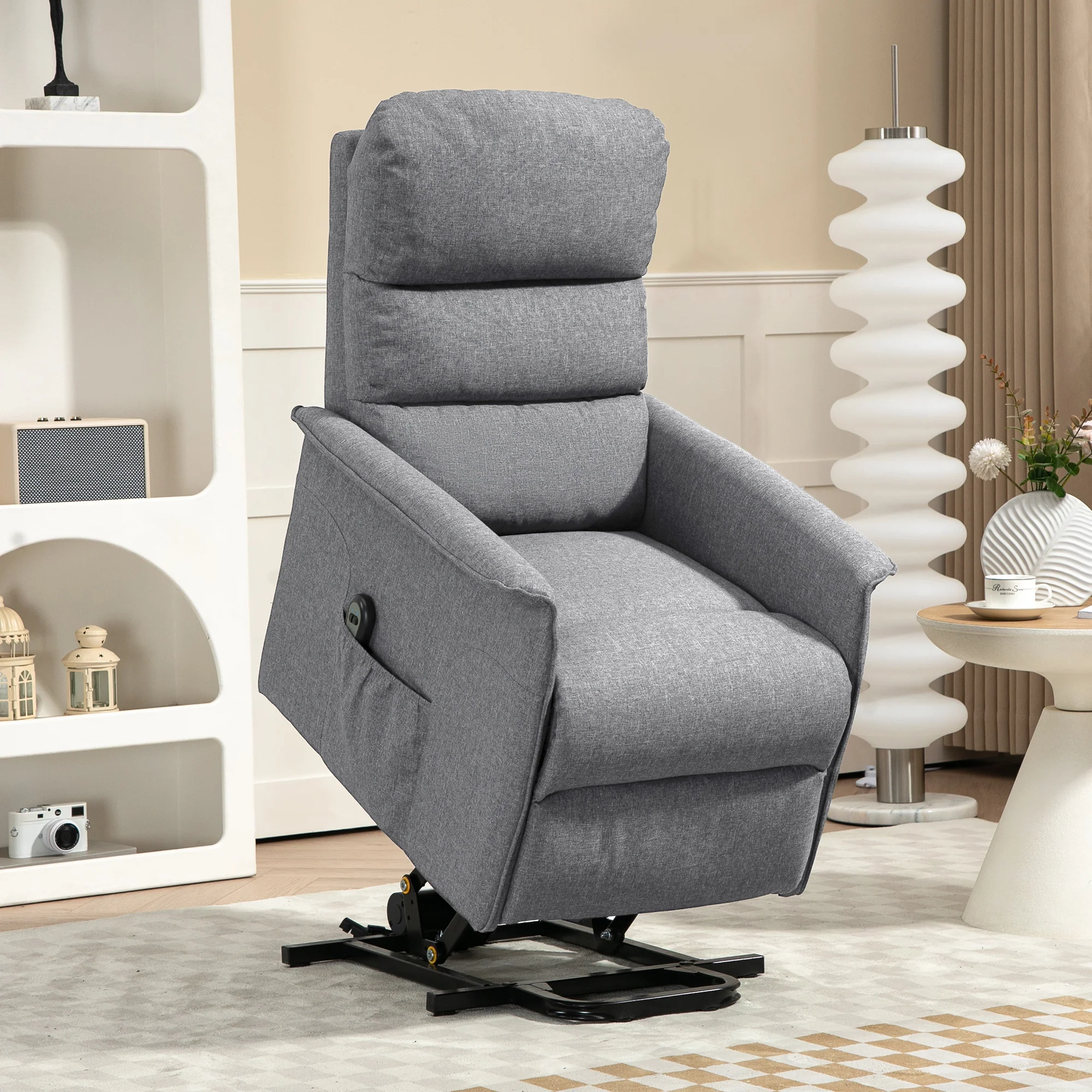 Power Lift Recliner Armchair for Elderly, Fabric Riser and Reclining Chair, Grey - Image 4