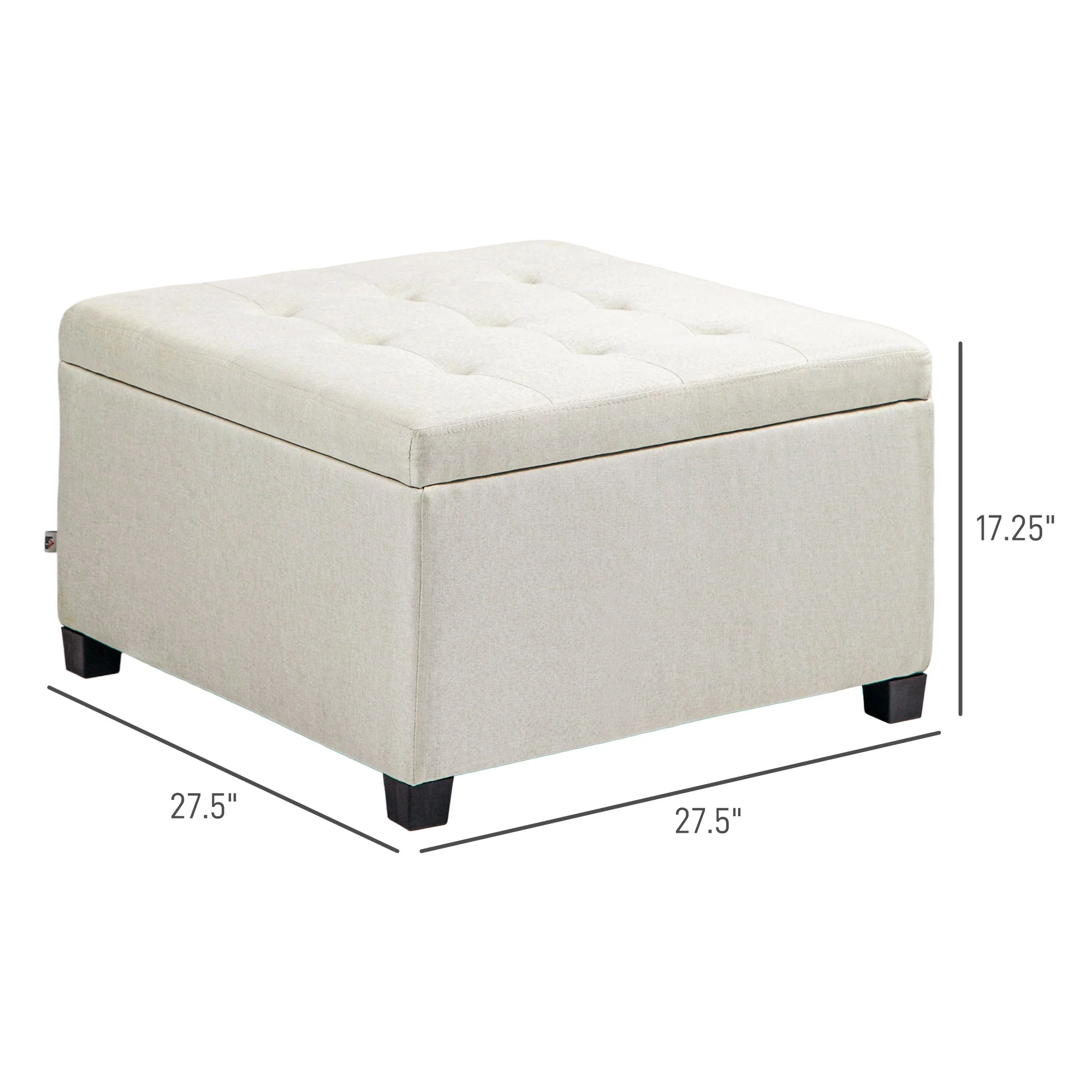Round Storage Ottoman Bench, Button Tufted Ottoman with Flip Top for Entryway, Beige - Image 5