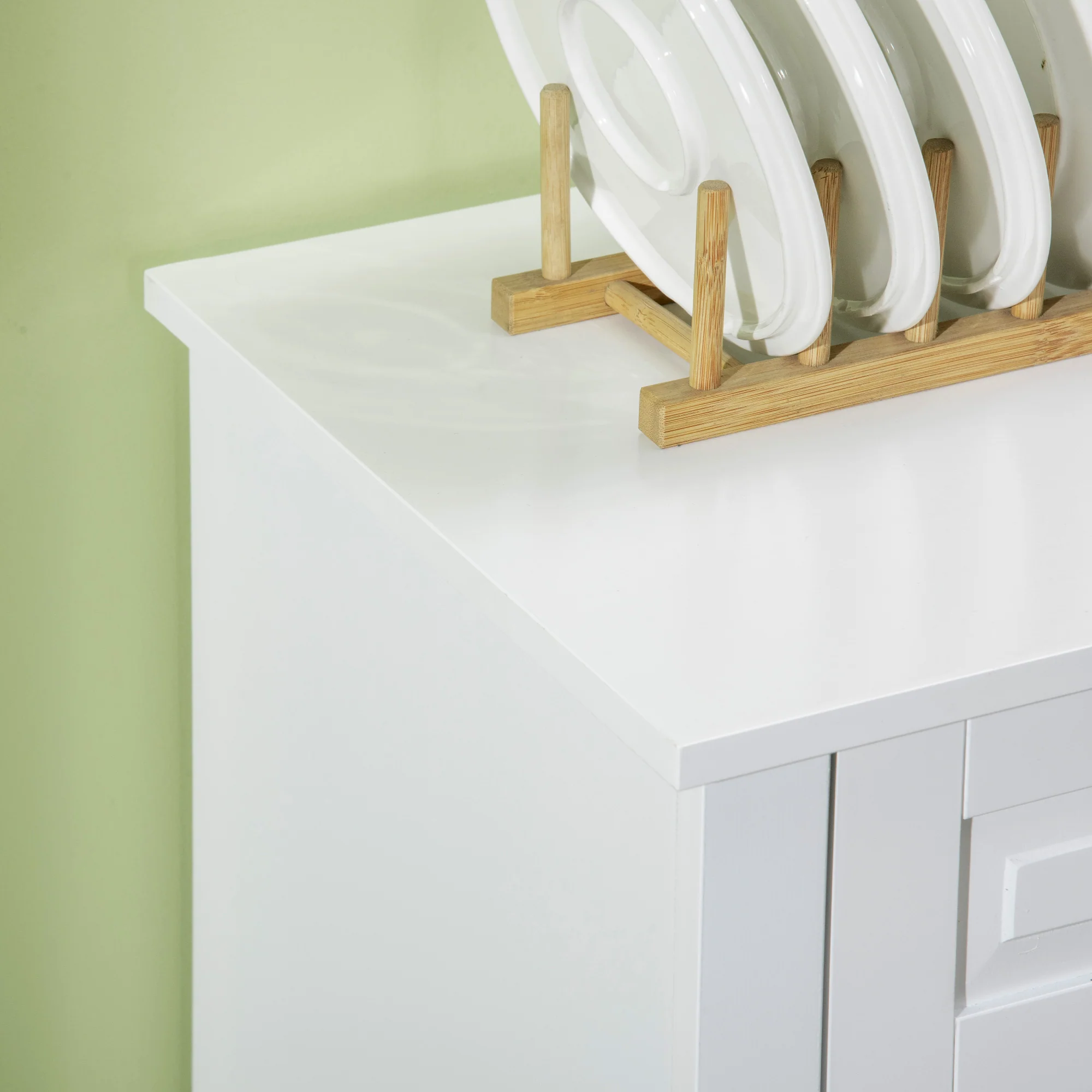 Kitchen Sideboard Buffet Cabinet with 2 Drawers and Adjustable Shelves, White - Image 10