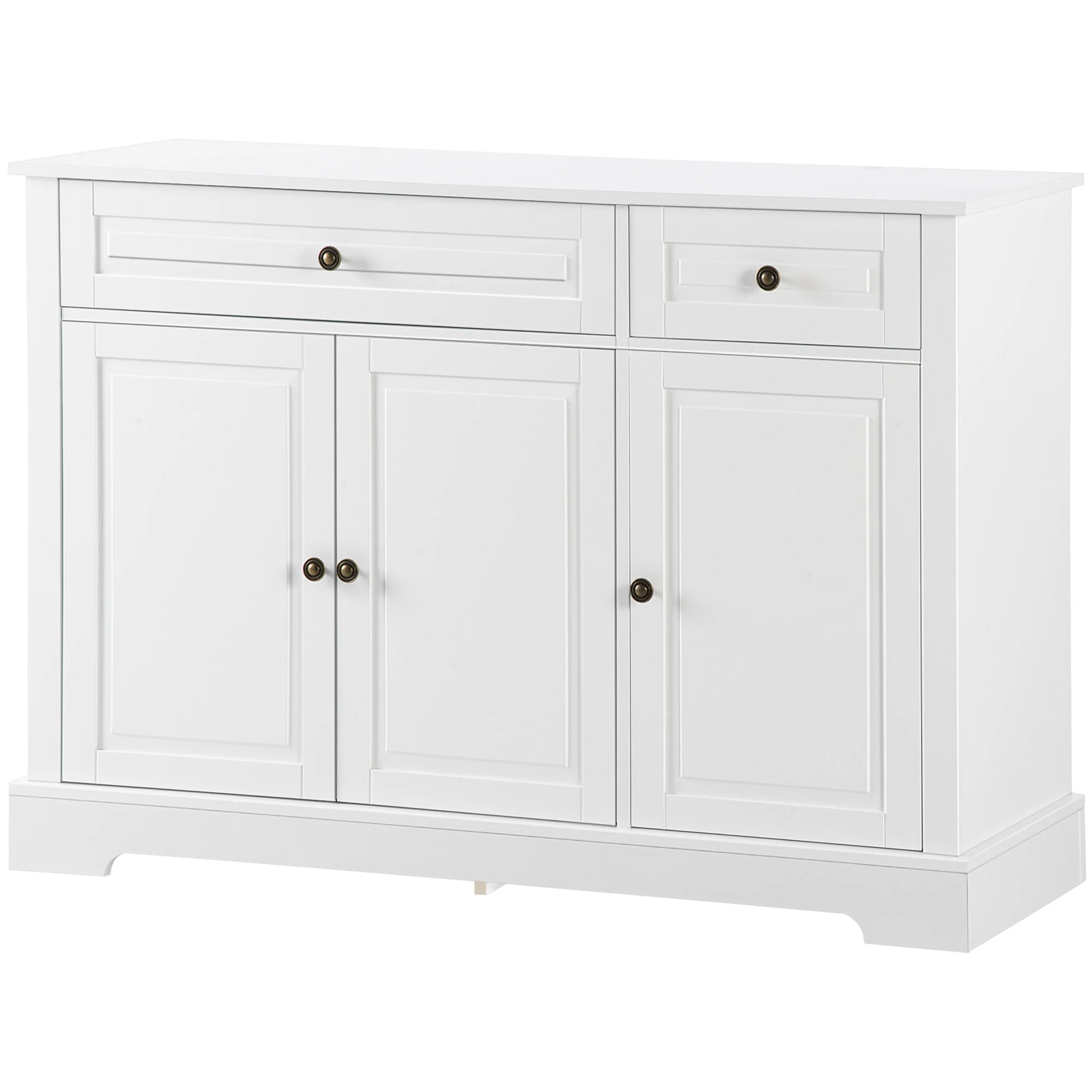 Kitchen Sideboard Buffet Cabinet with 2 Drawers and Adjustable Shelves, White - Image 2