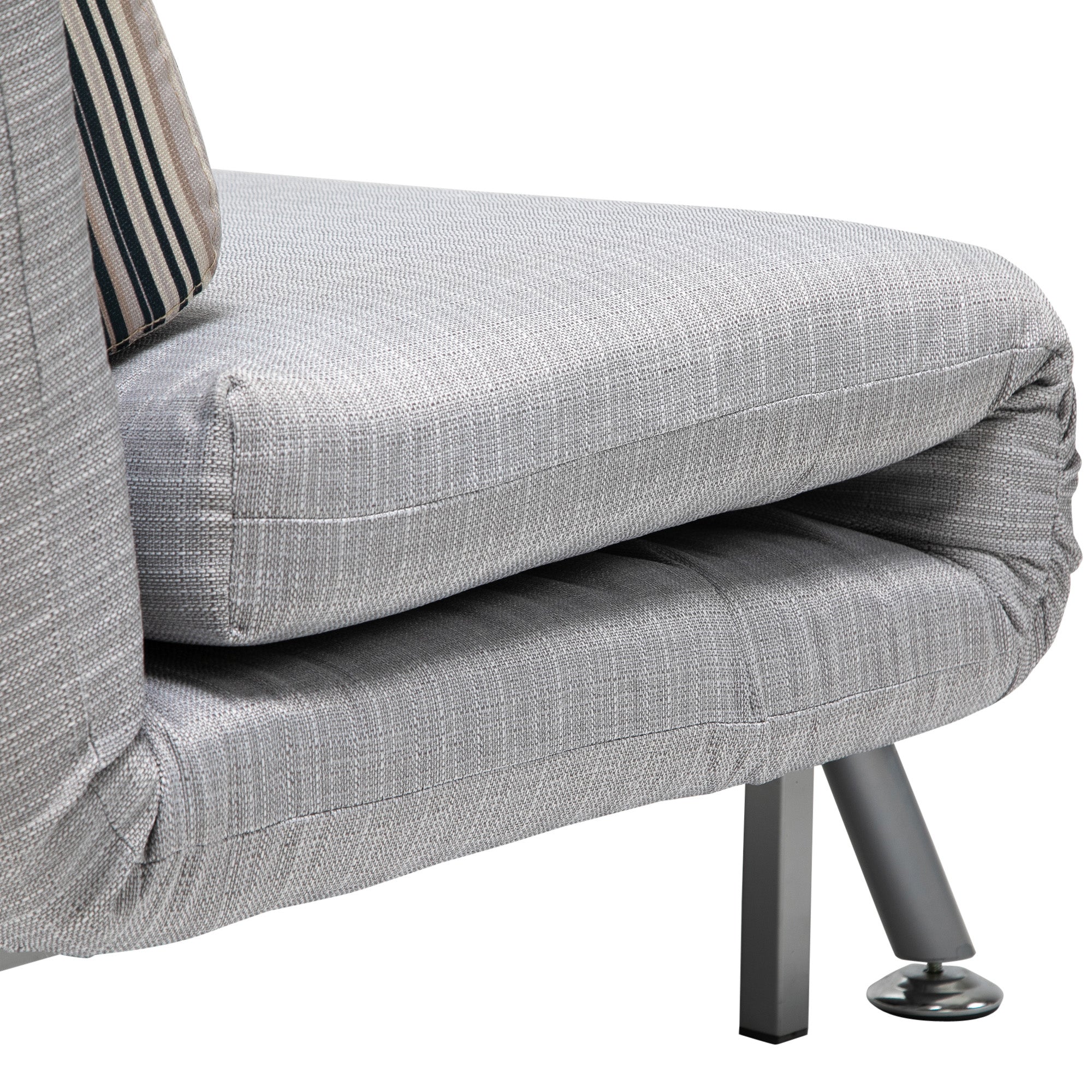 Single Sofa Bed, Foldable Lounge Sleeper Sofa with Adjustable Backrest, Pillow, Light Grey - Image 12