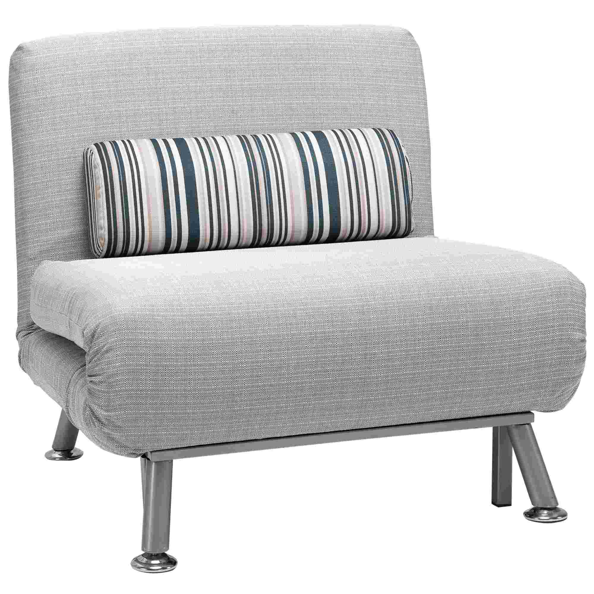 Single Sofa Bed, Foldable Lounge Sleeper Sofa with Adjustable Backrest, Pillow, Light Grey - Image 2