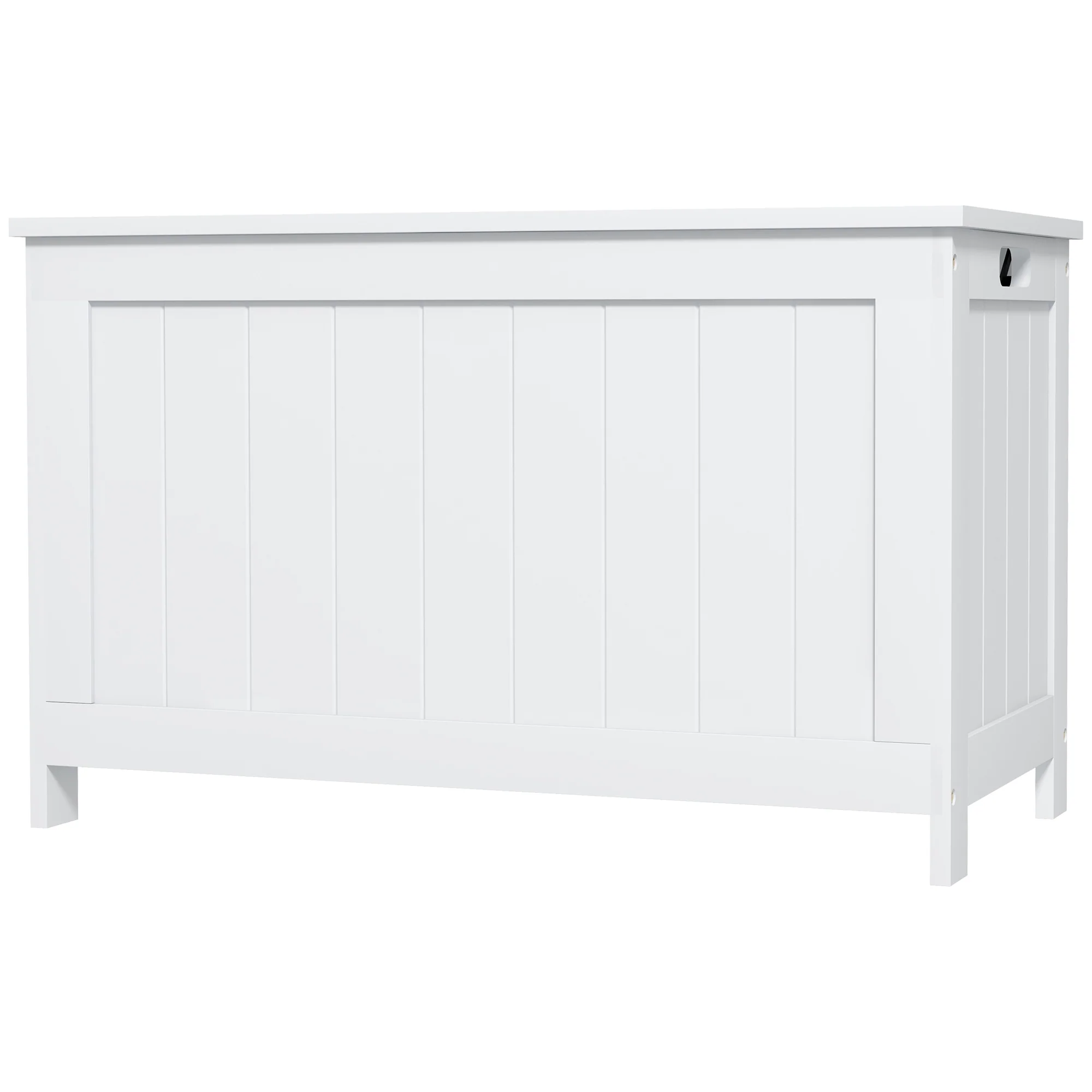 29.9" Storage Trunk w/ 2 Safety Hinges, Wooden Bench w/ Side Handles, White - Image 2