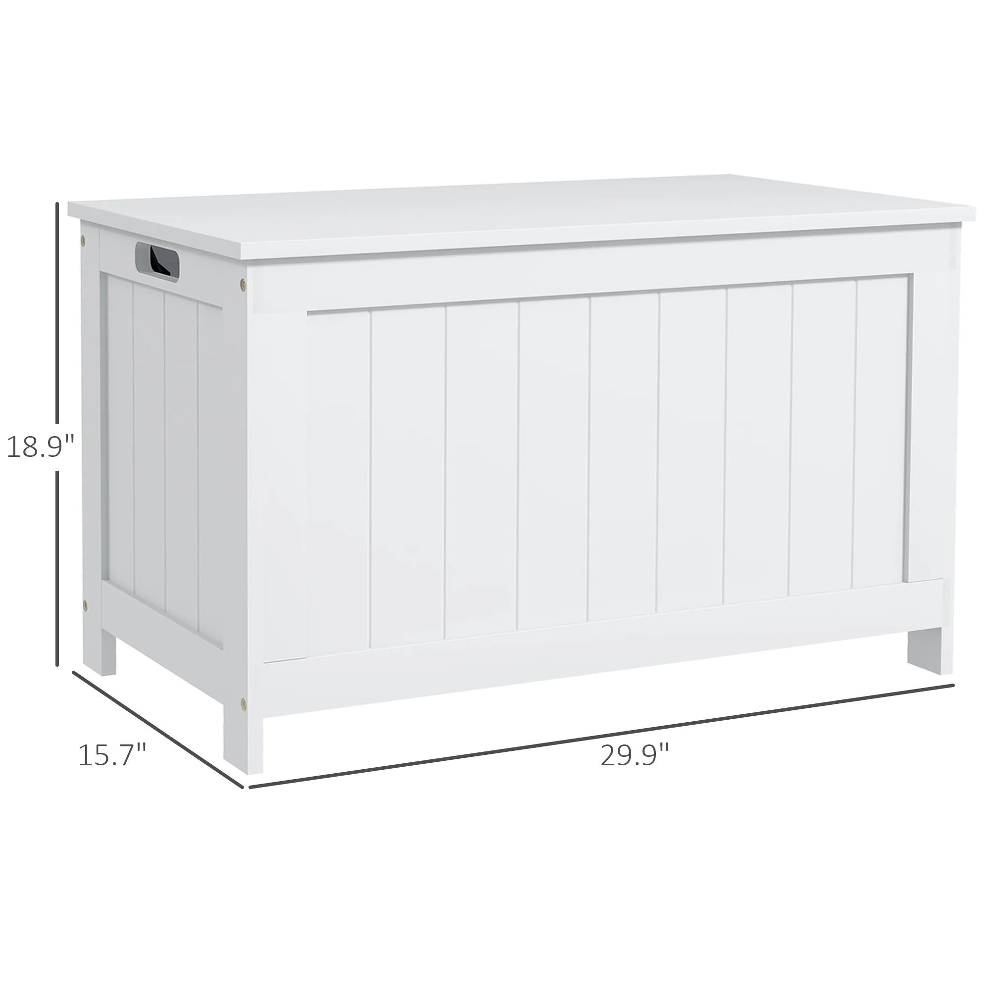 29.9" Storage Trunk w/ 2 Safety Hinges, Wooden Bench w/ Side Handles, White - Image 5