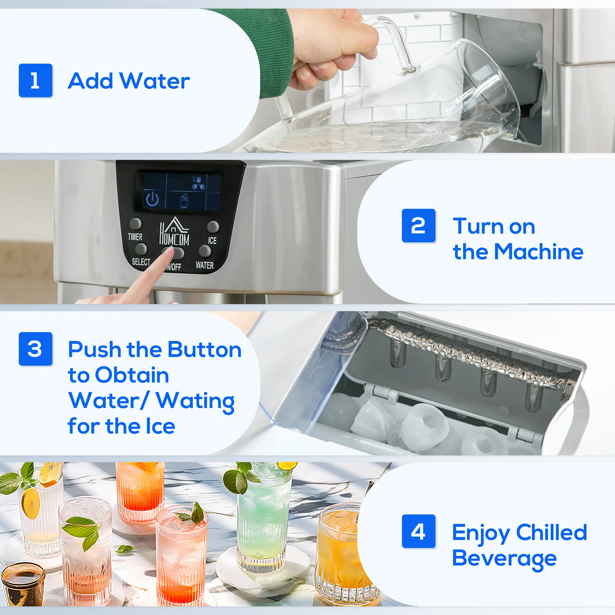 Ice Maker Machine and Water Dispenser with 3L Tank, No Plumbing Required, Silver - Image 10