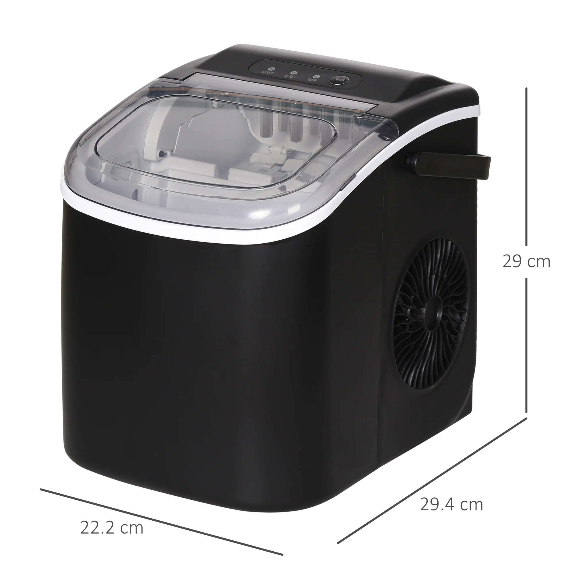 Ice Maker Machine Counter Top, 12 Kg in 24 Hrs, 9 Cubes Ready in 6- 12 Mins, Black - Image 5
