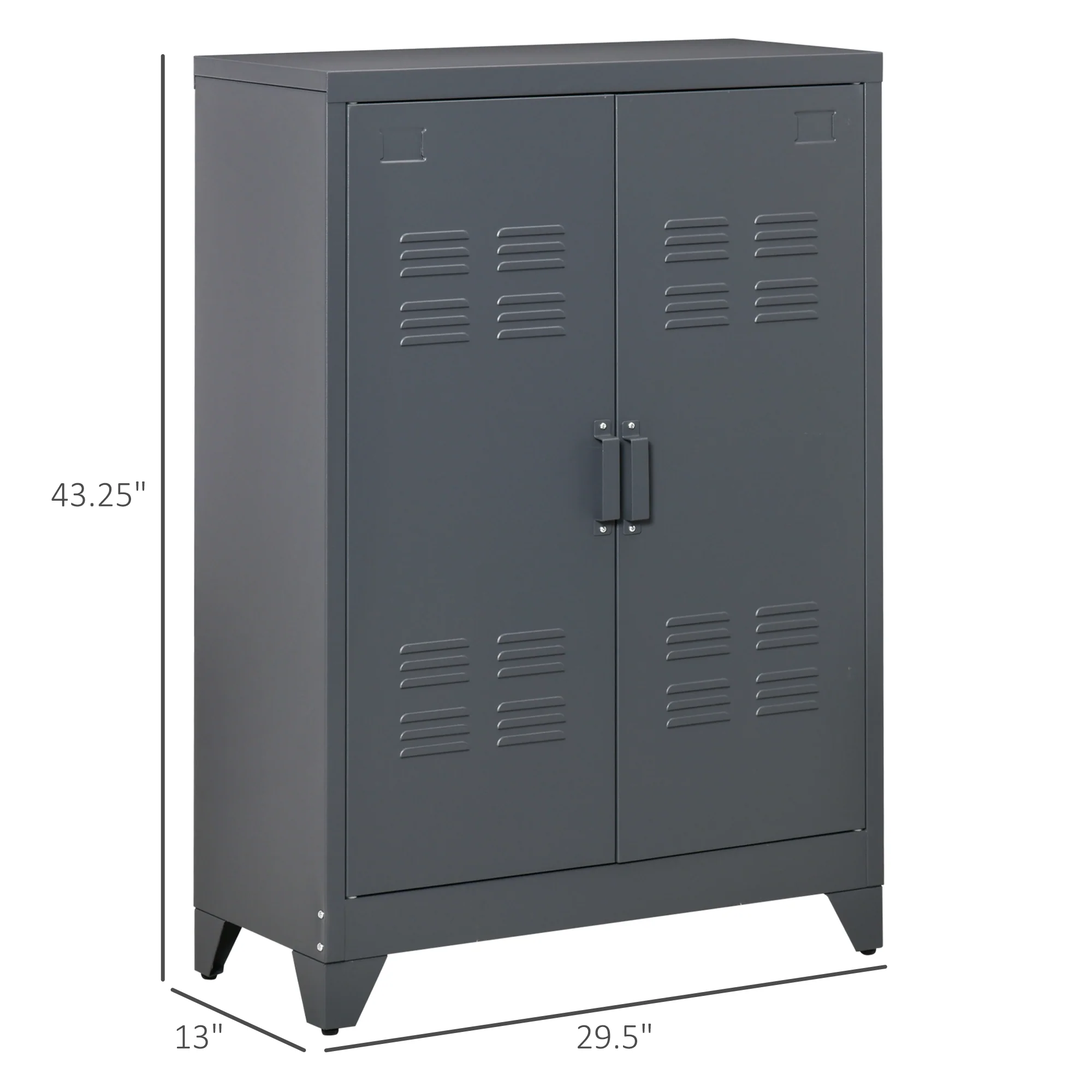 Industrial Steel Garage Storage Cabinet w/ Double Doors & Adjustable Shelves, Grey - Image 5