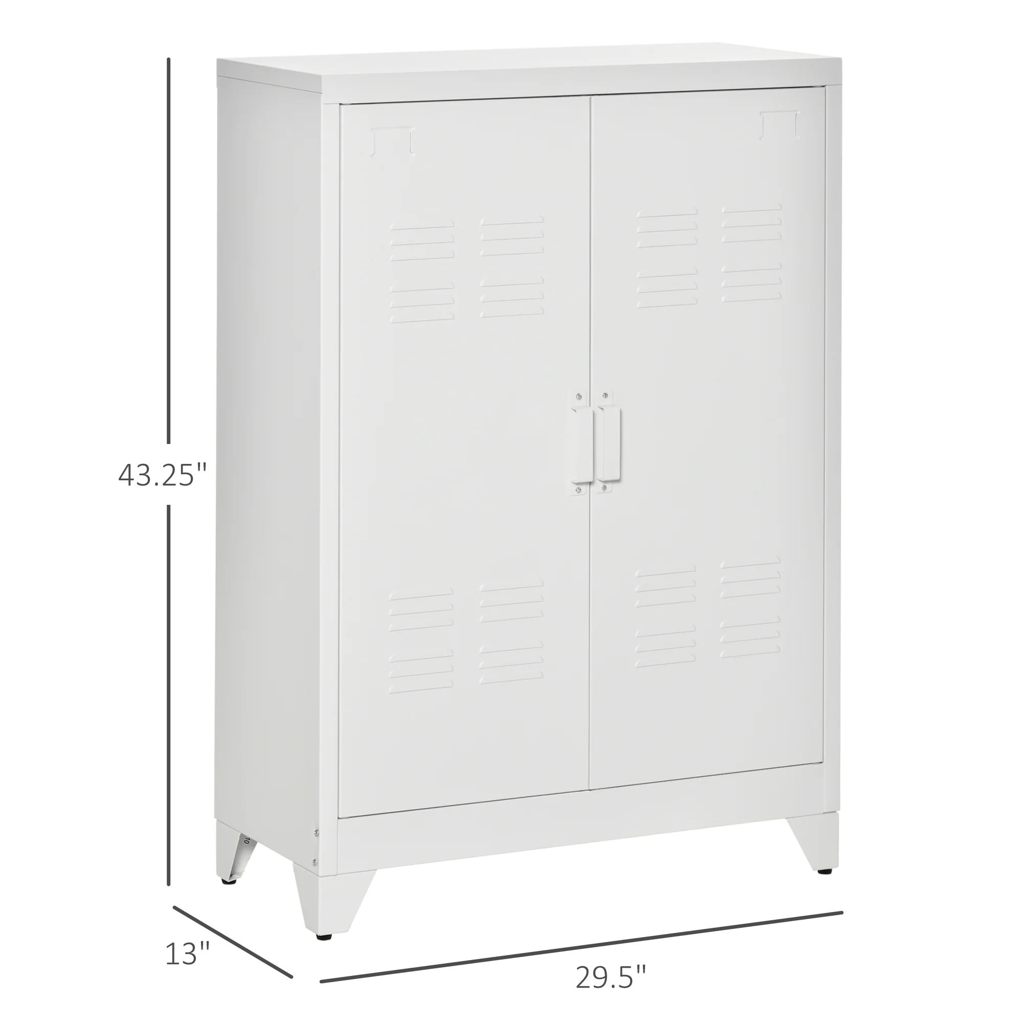 Industrial Steel Garage Storage Cabinet w/ Double Doors & Adjustable Shelves, White - Image 5