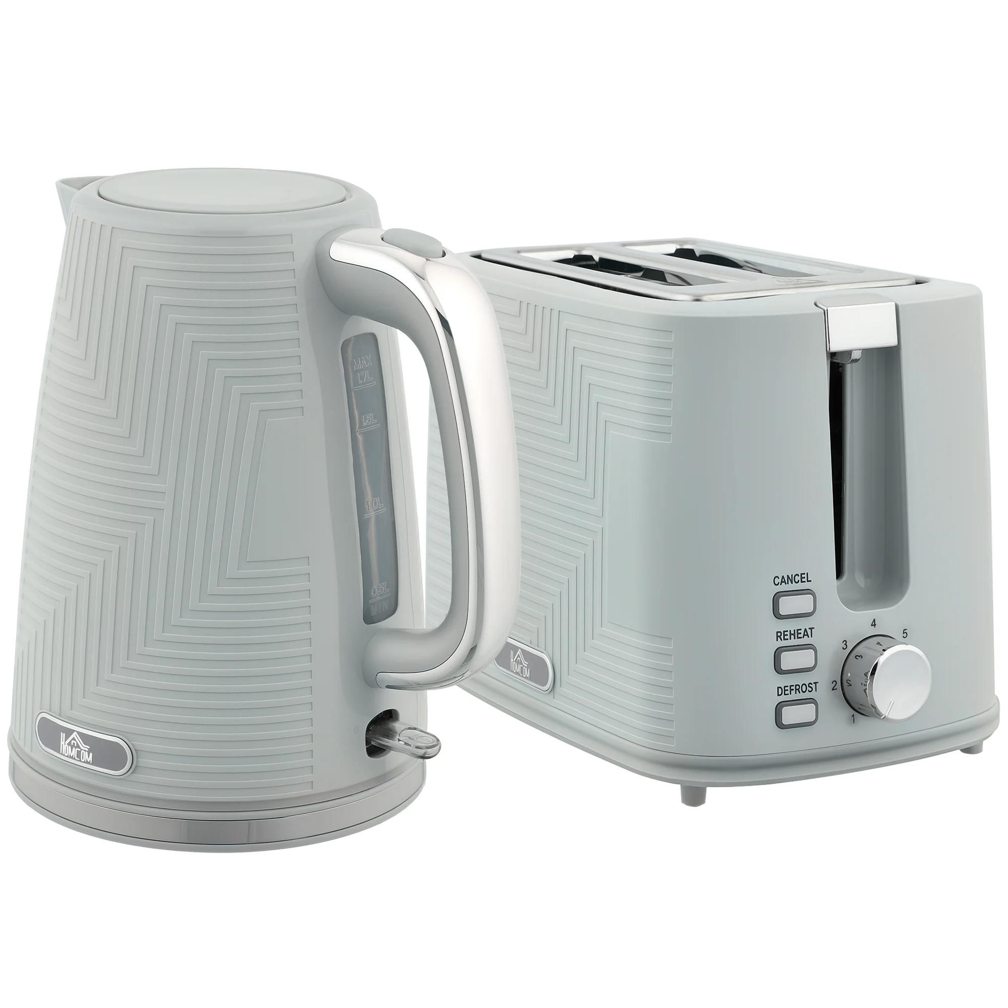 Kettle and Toaster Set, 1.7L 3000W Rapid Boil Jug Kettle with Otter Thermostat, Limescale Filter, 2 Slice Toaster with 7 Browning Controls, Crumb Tray, Grey - Image 12