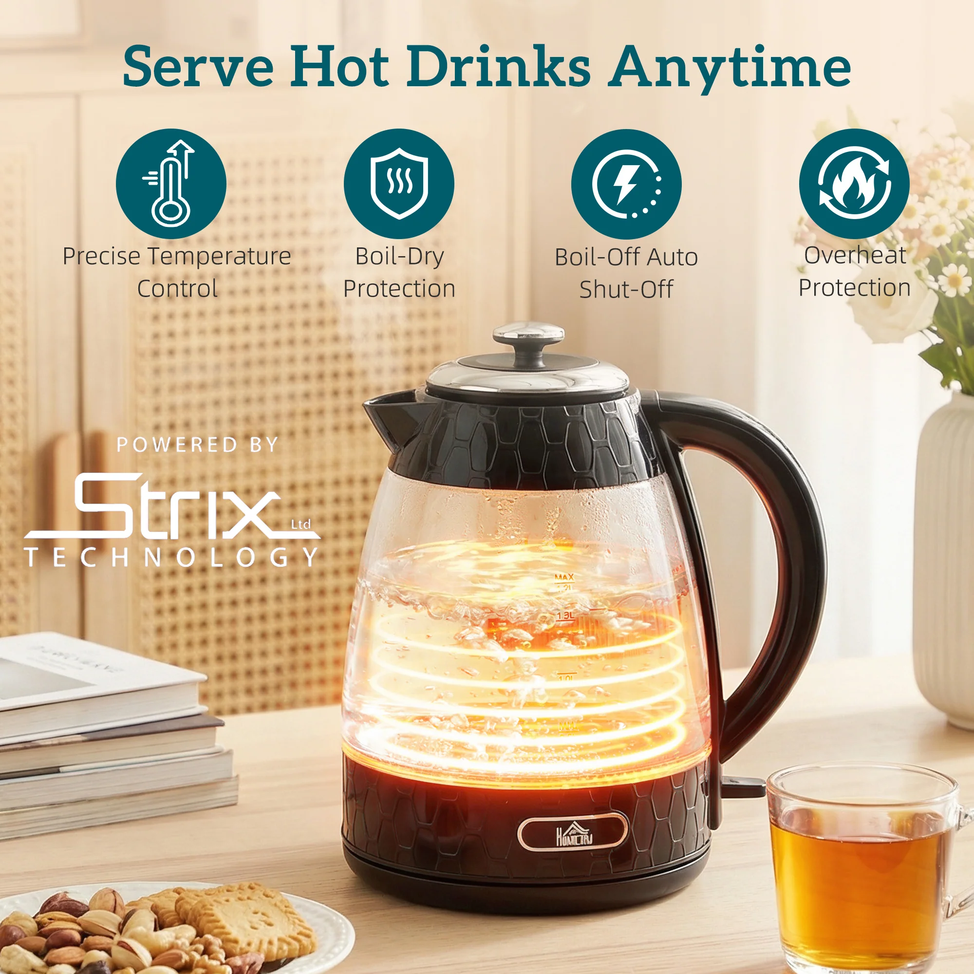 Dual-Speed Breakfast Combo: 4-Slice Toaster & 1.7L Quick-Boil Kettle, Black - Image 7
