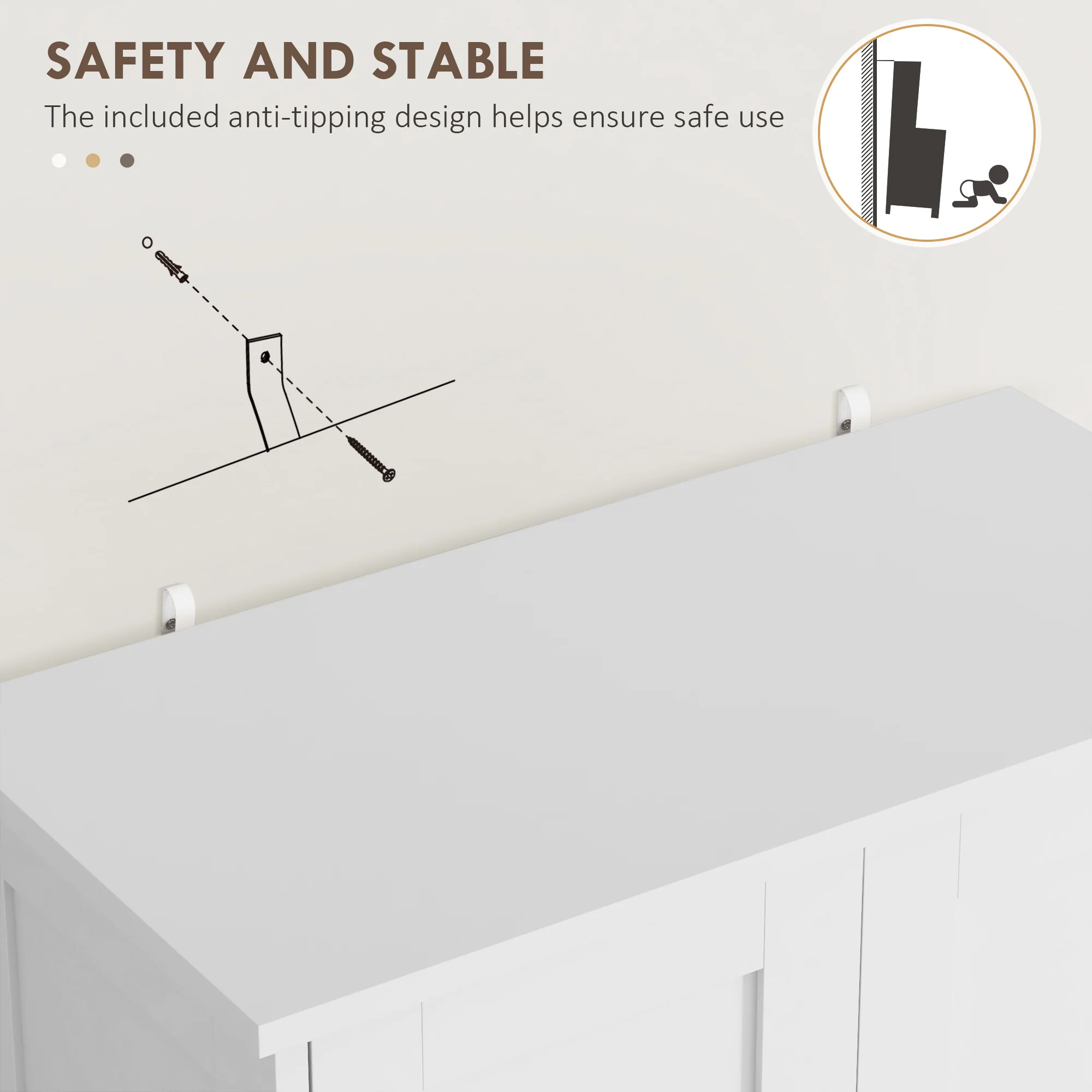 Modern Freestanding Kitchen Storage Cabinet with Drawer and Adjustable Shelf, White - Image 9