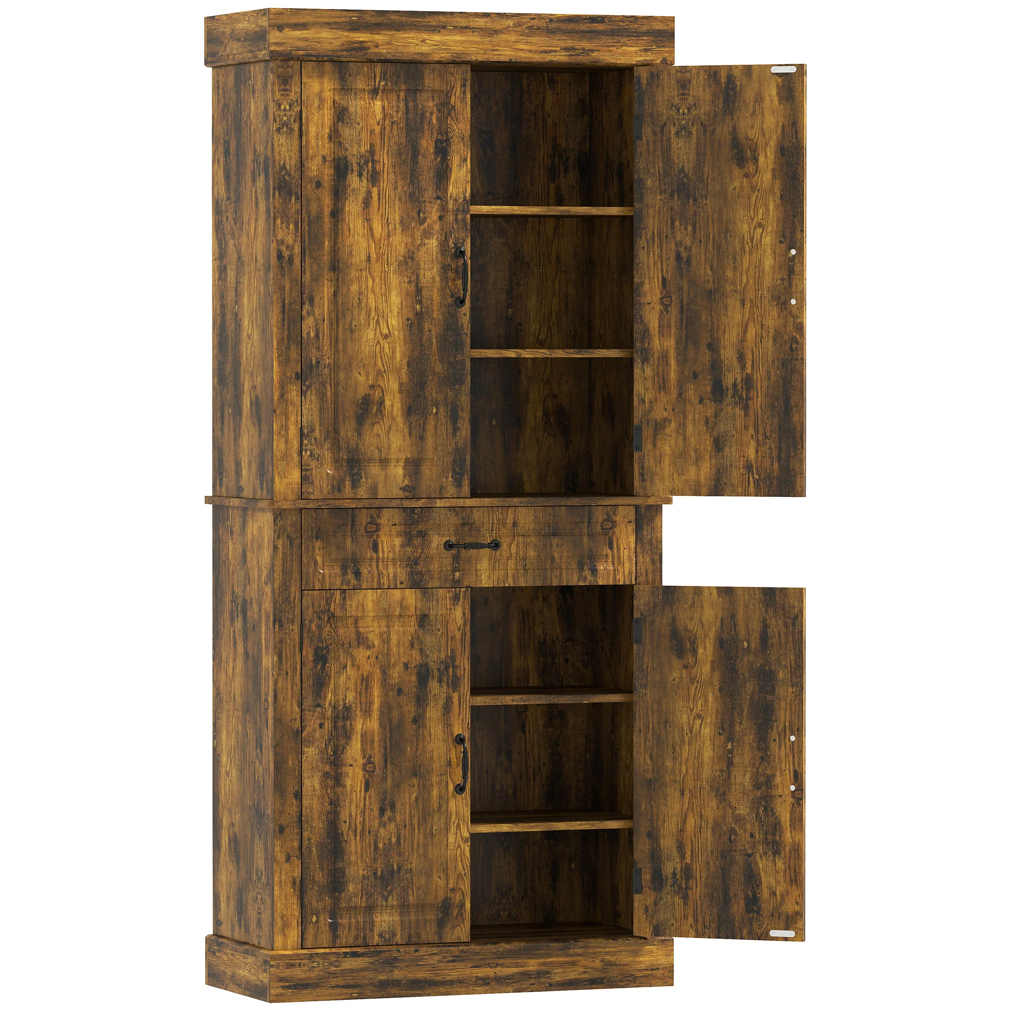 Kitchen Cupboard with 4 Doors, Freestanding Storage Cabinet with Wide Drawer and Shelves for Living Room, 180cm,Brown - Image 12