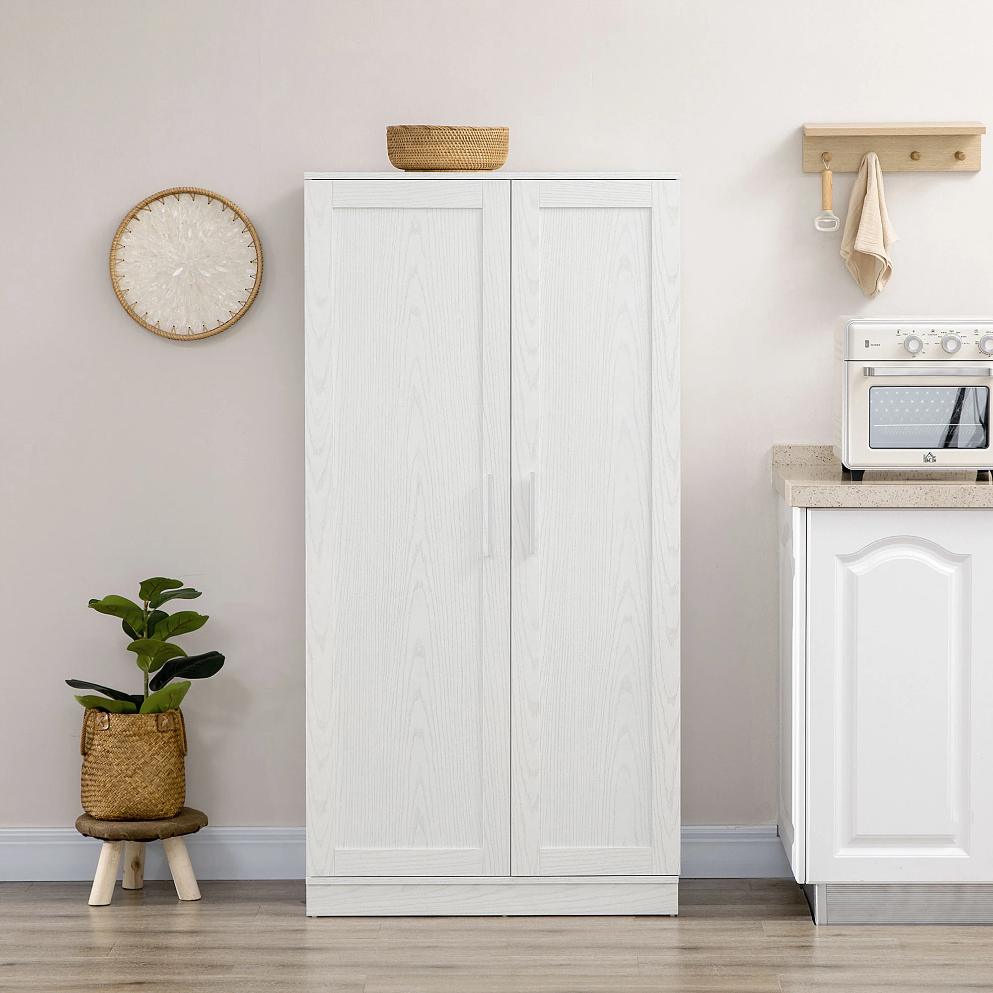 14-Tier Kitchen Pantry Storage Cabinet, Freestanding Cupboard for Dining Room, White - Image 9