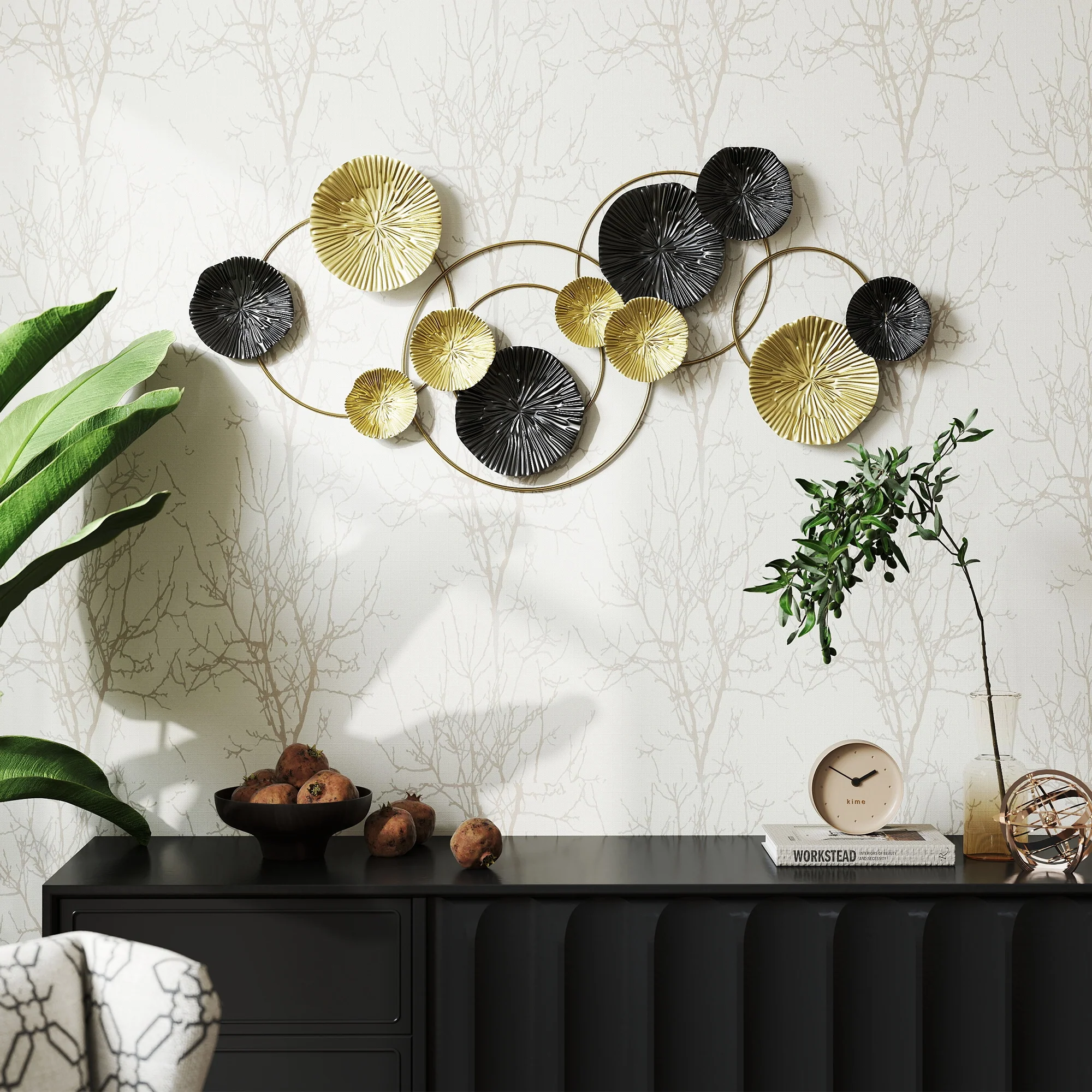 Large Metal Wall Art, Modern Hanging Wall Sculpture with Unique Multi-Disc Design, Horizontal or Vertical Metal Hanging Decoration for Living Room Bedroom Entryway - Image 11