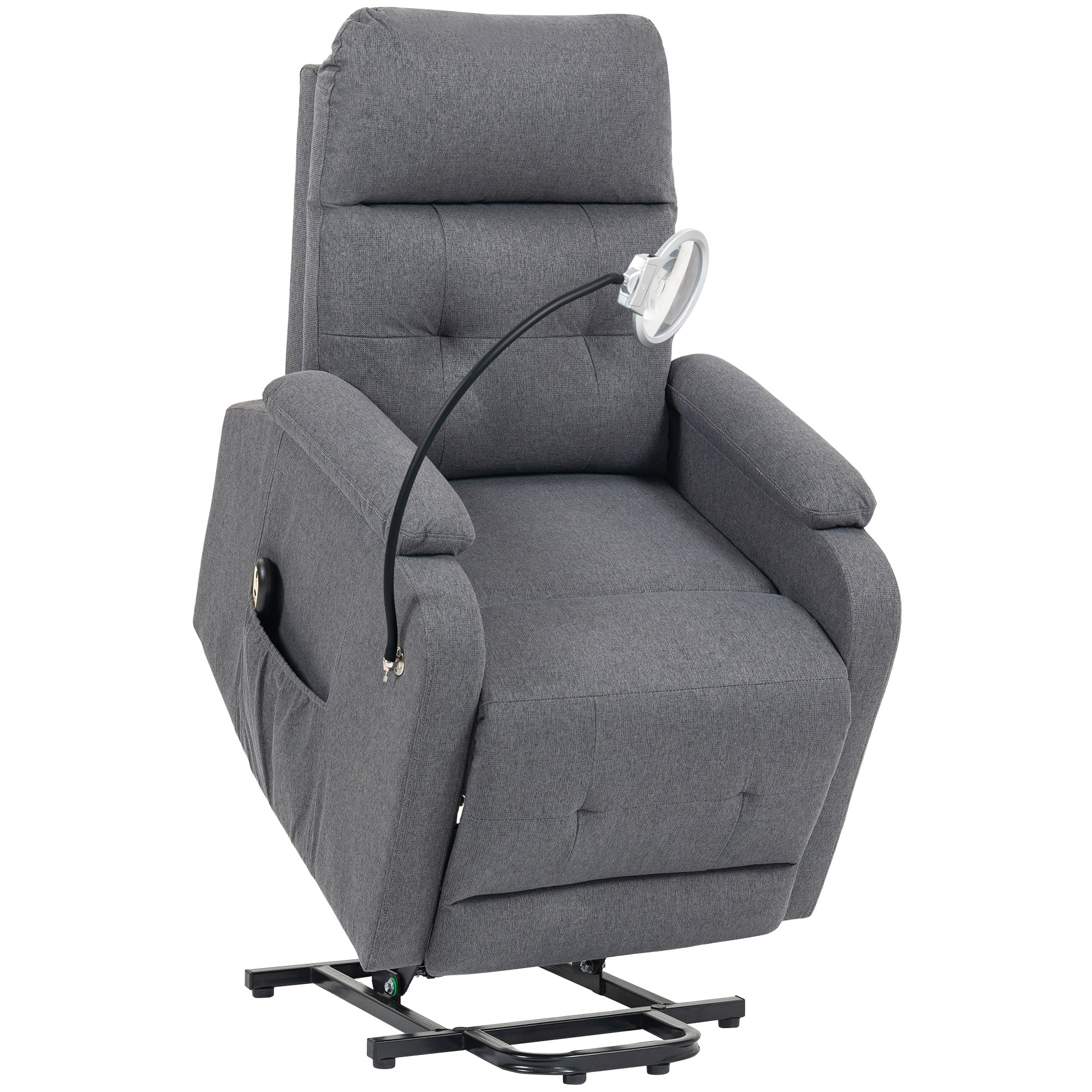 Lift Recliner Armchair for Elderly, Electric Recliner Chair with LED Magnifying Glass, Grey - Image 12