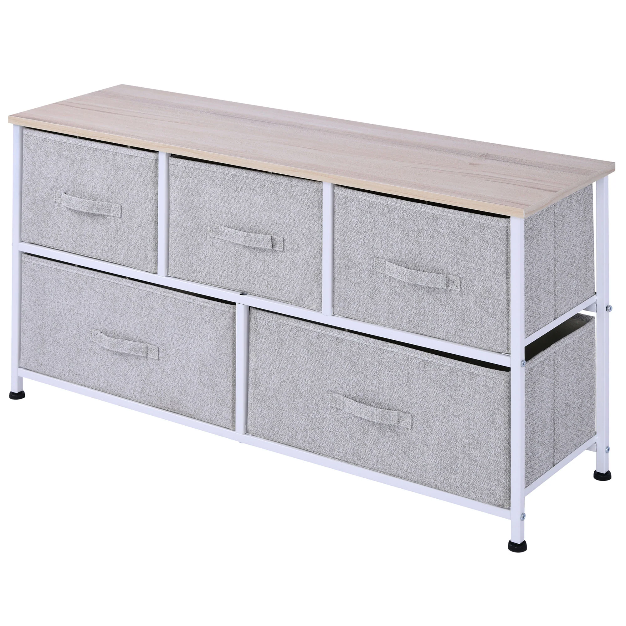 Linen Drawer Cabinet Organizer Storage with 5 Removable Drawer & Adjustable Feet, Grey - Image 2