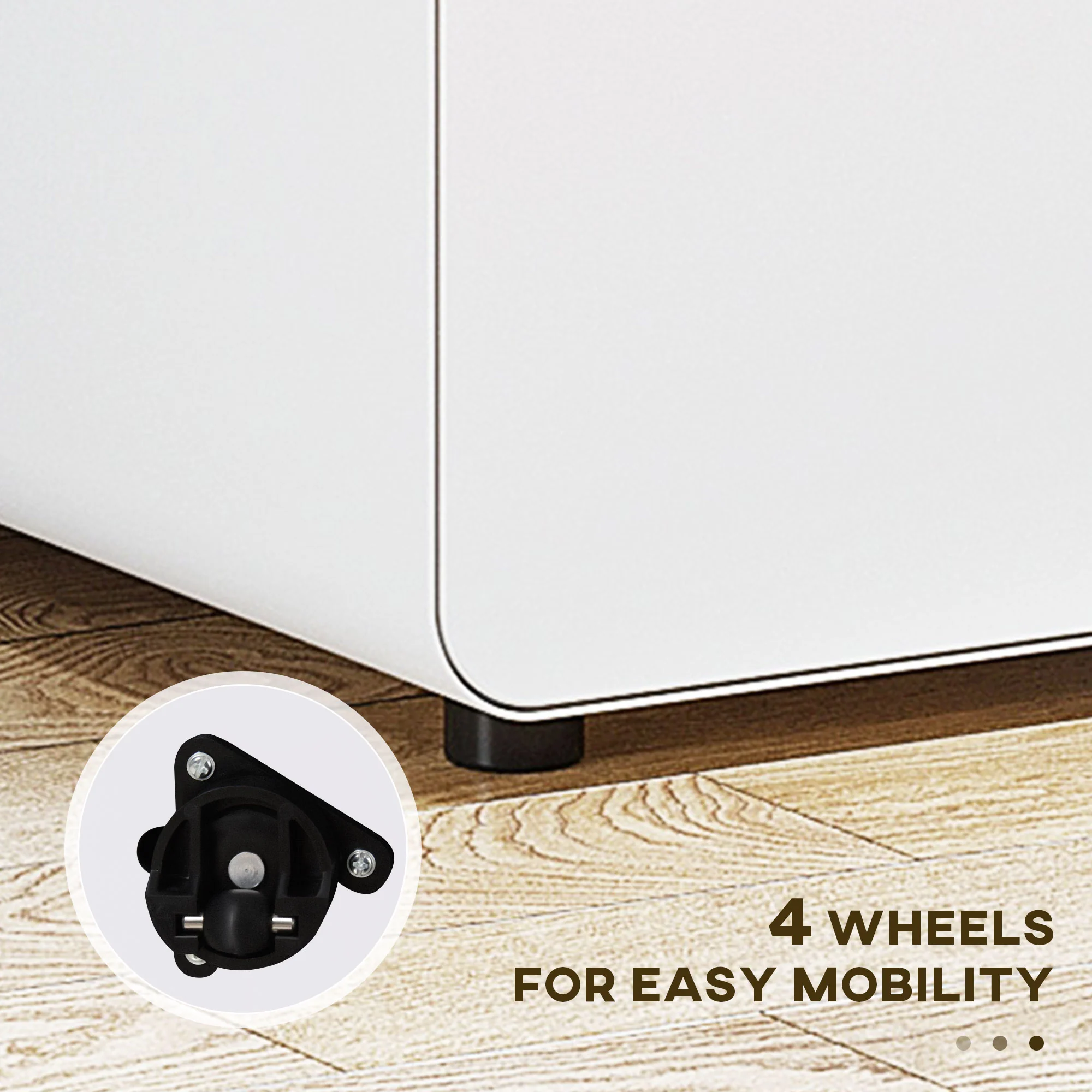 3-Drawer Anti-tilt Design Mobile File Cabinet w/ Lock, Pre-Assembled Body, White - Image 7