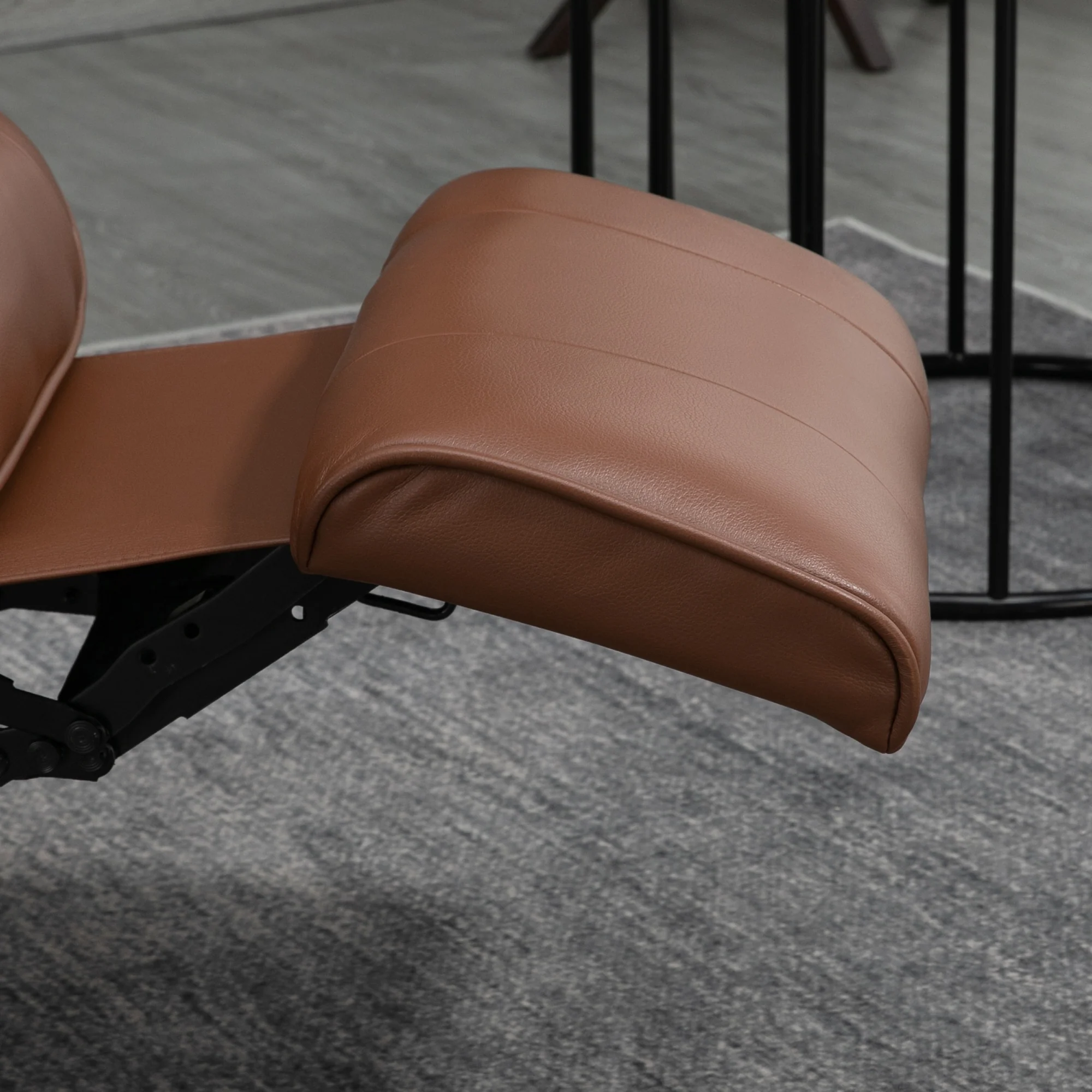 EaseRest Manual Recliner Chair with Faux Leather Upholstered & Wooden Base, Brown - Image 14