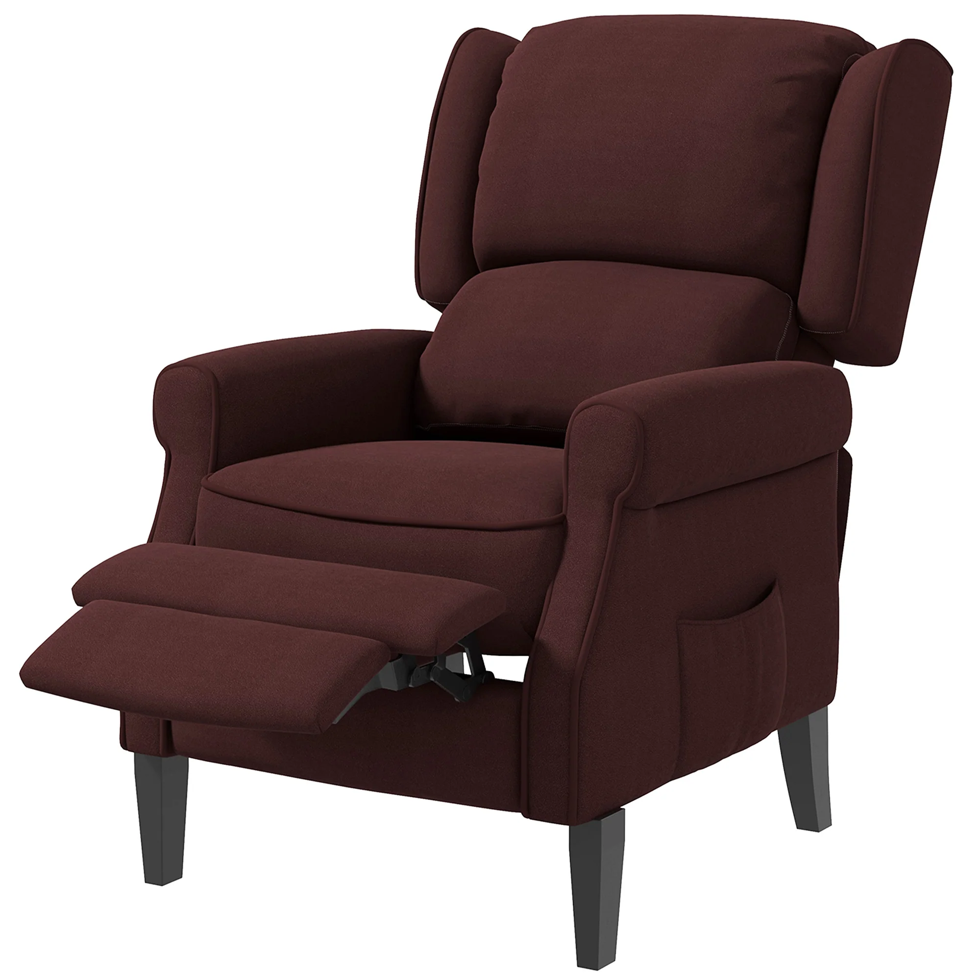 Wingback Massage Recliner with Remote Control and Extendable Footrest Brown - Image 2