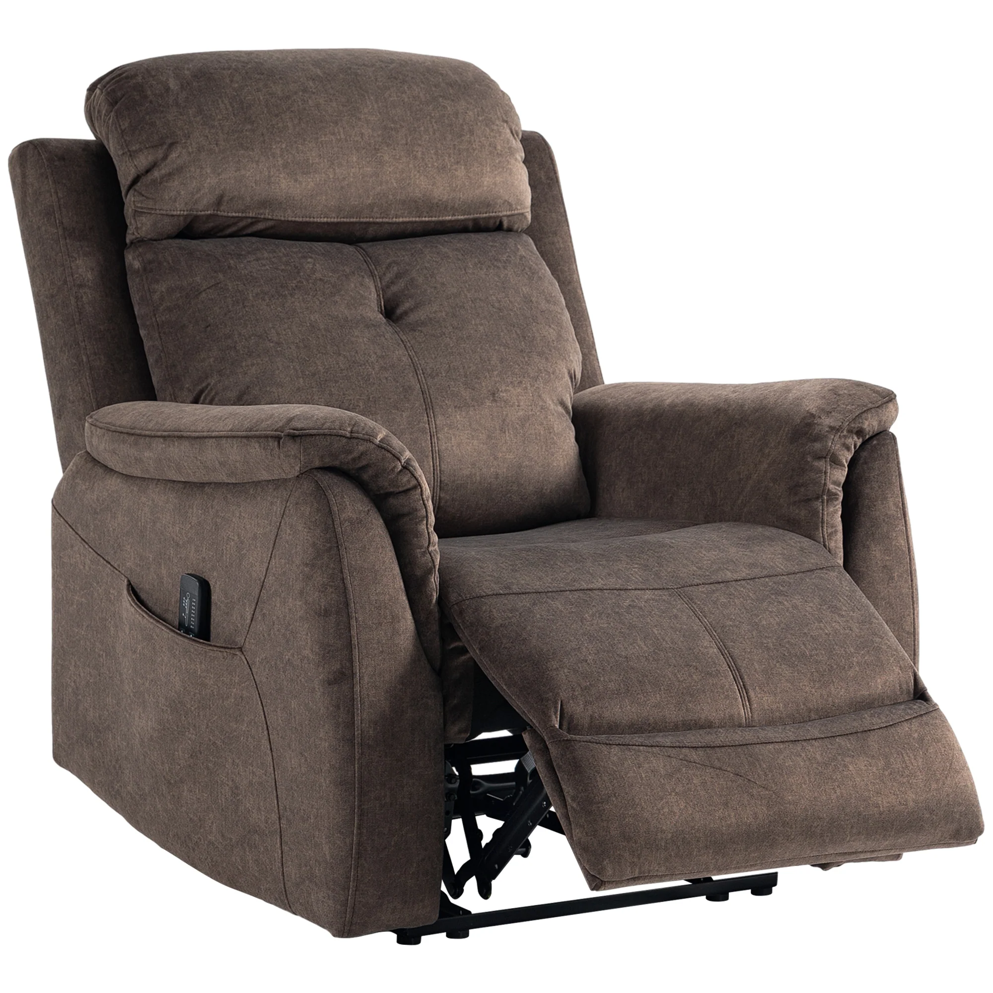 Fabric Massage Recliner with 8-Point Vibration and Remote Control, Dark Brown - Image 2
