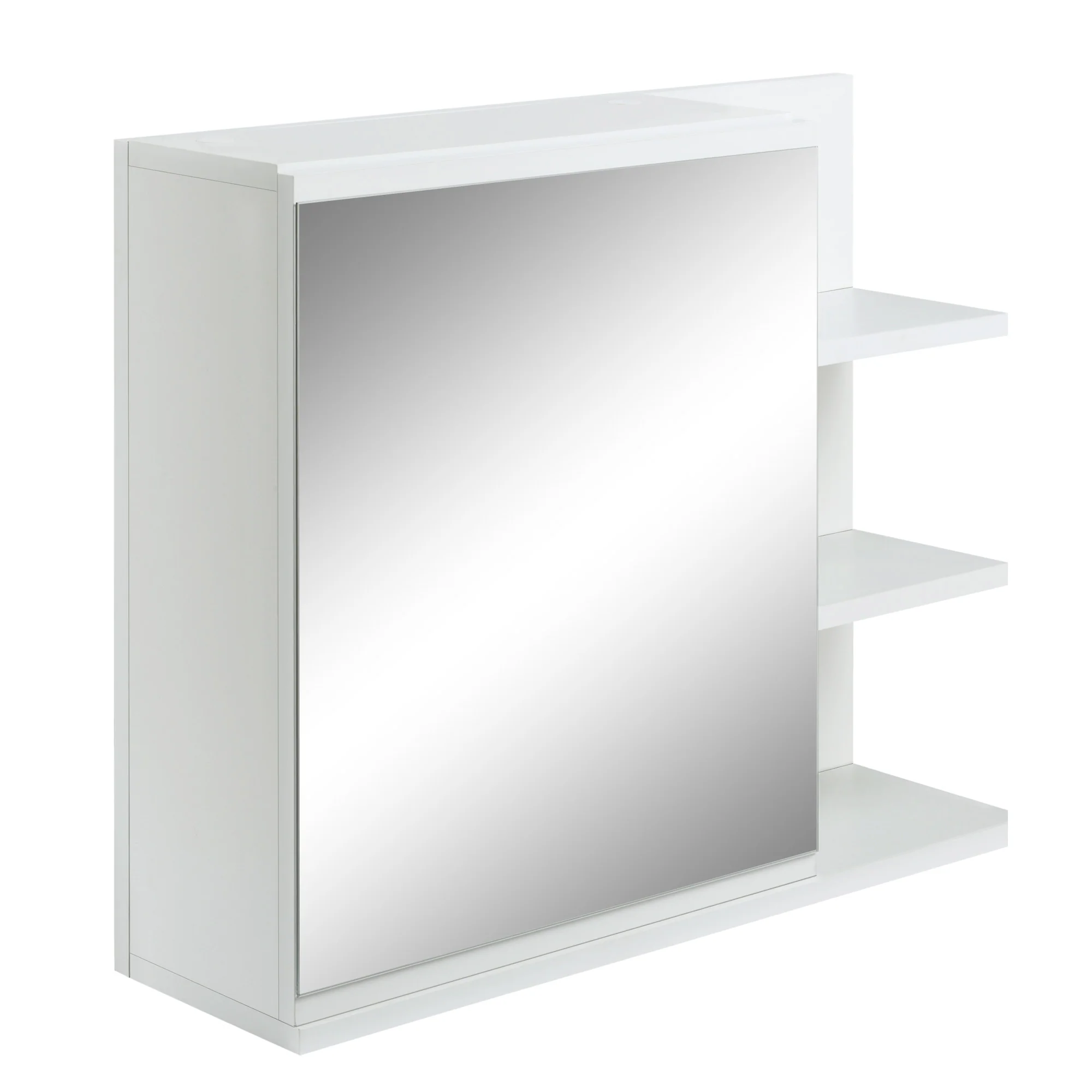Wall Mounted Bathroom Medicine Cabinet, Mirrored Cabinet with 3 Open Shelves, White - Image 2
