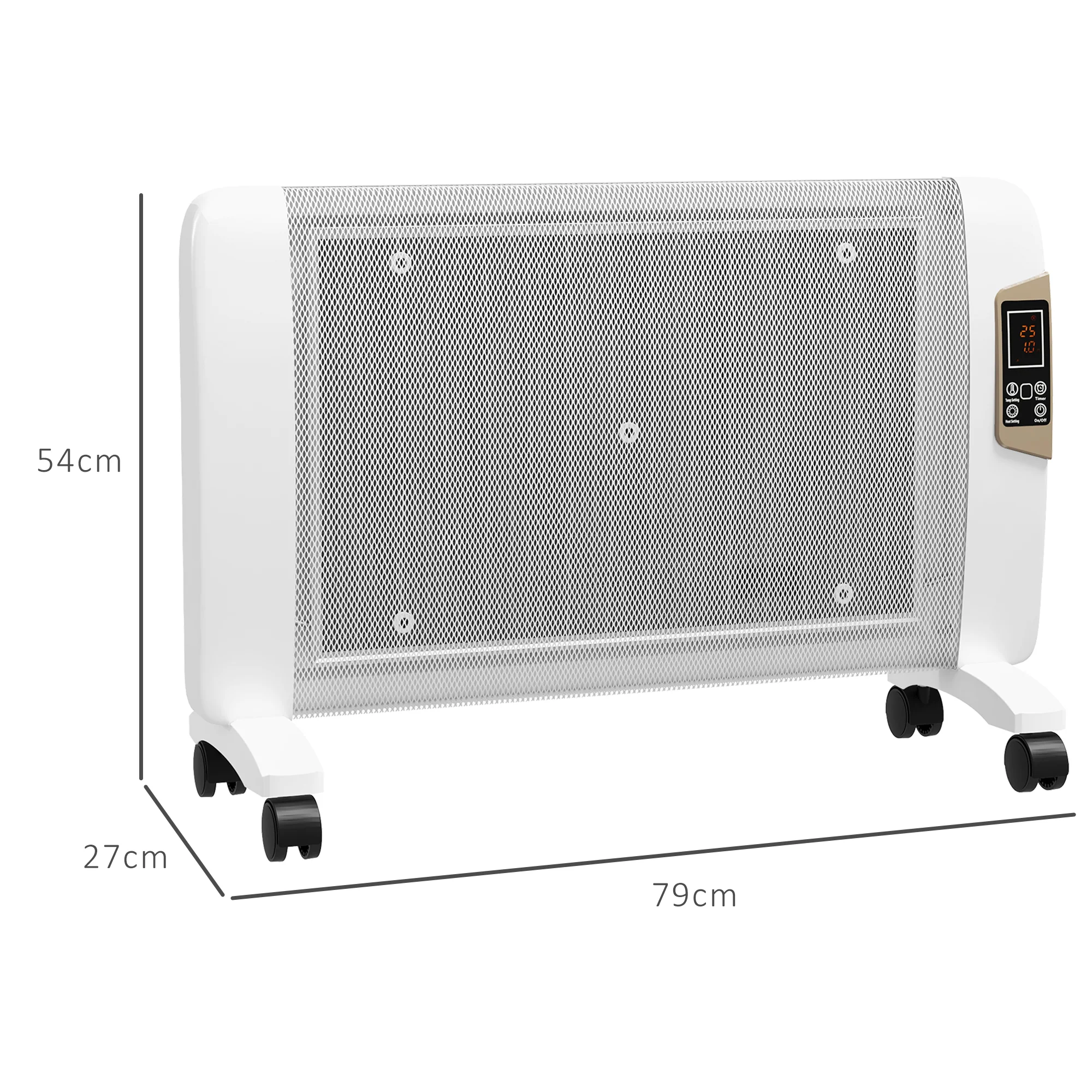 Mica Electric Space Heater, 1000W/2000W Portable Heater, Adjustable Temperature, White - Image 5