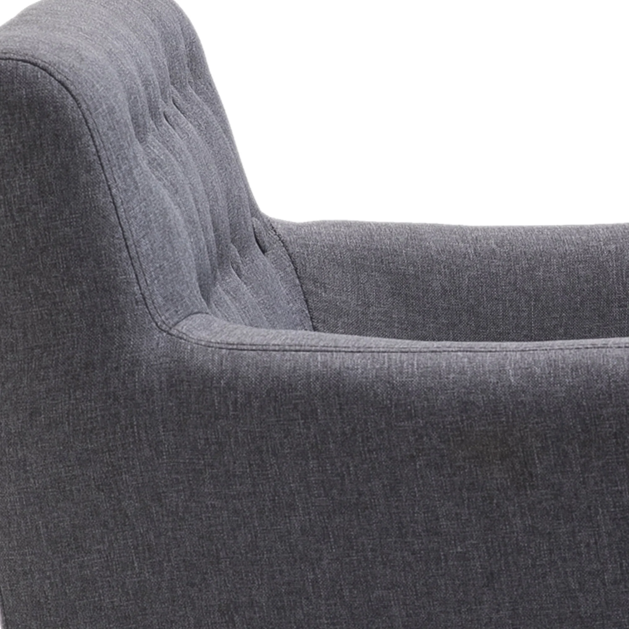 Mid-Century Linen Armchair with Wood Frame and Thick Padding, Grey - Image 10