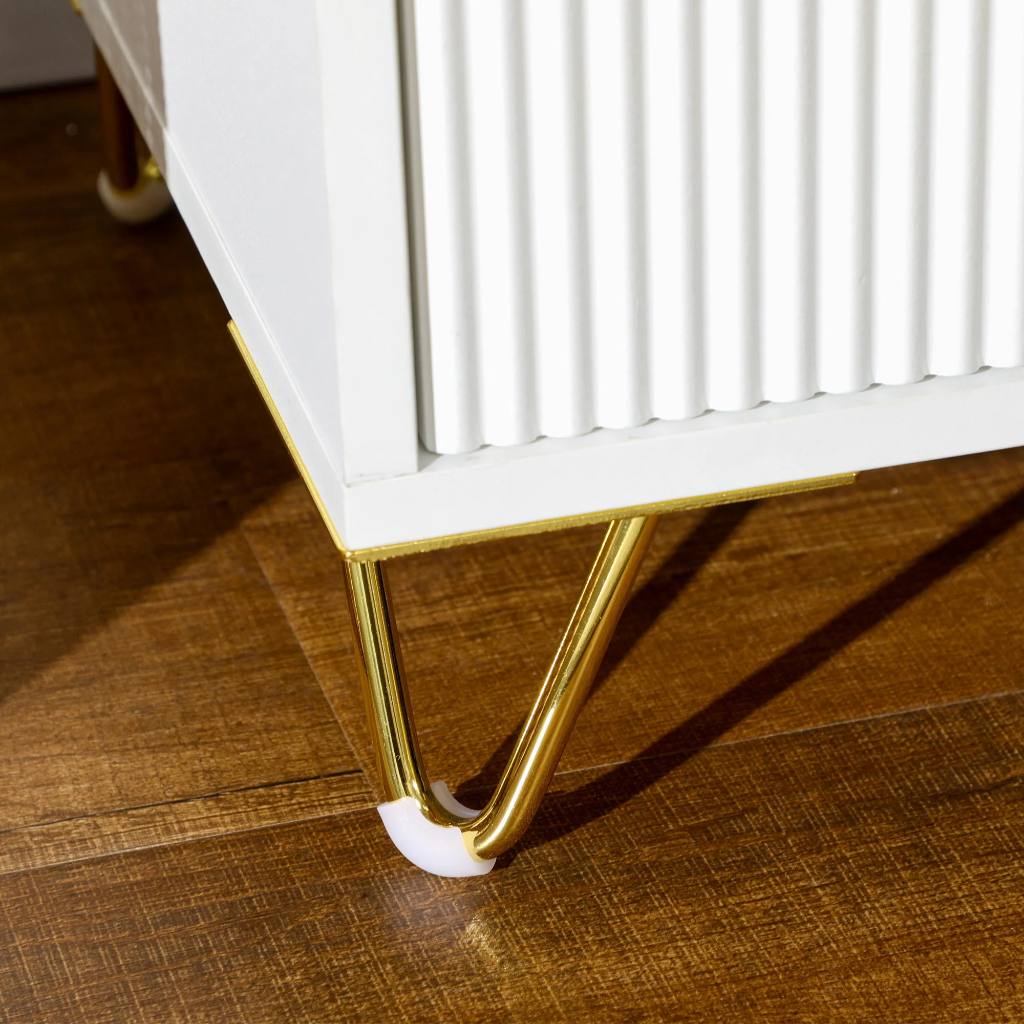 Modern 2-Drawer Dresser, Fluted Drawer Cabinet with Anti-slip Metal Legs for Bedroom, White - Image 10