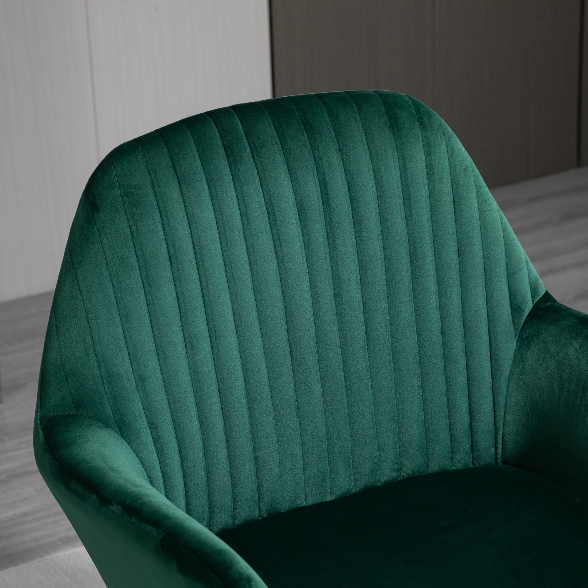 Modern Accent Chair, Velvet-Touch Fabric Upholstered Armchair with Metal Base, Green - Image 9