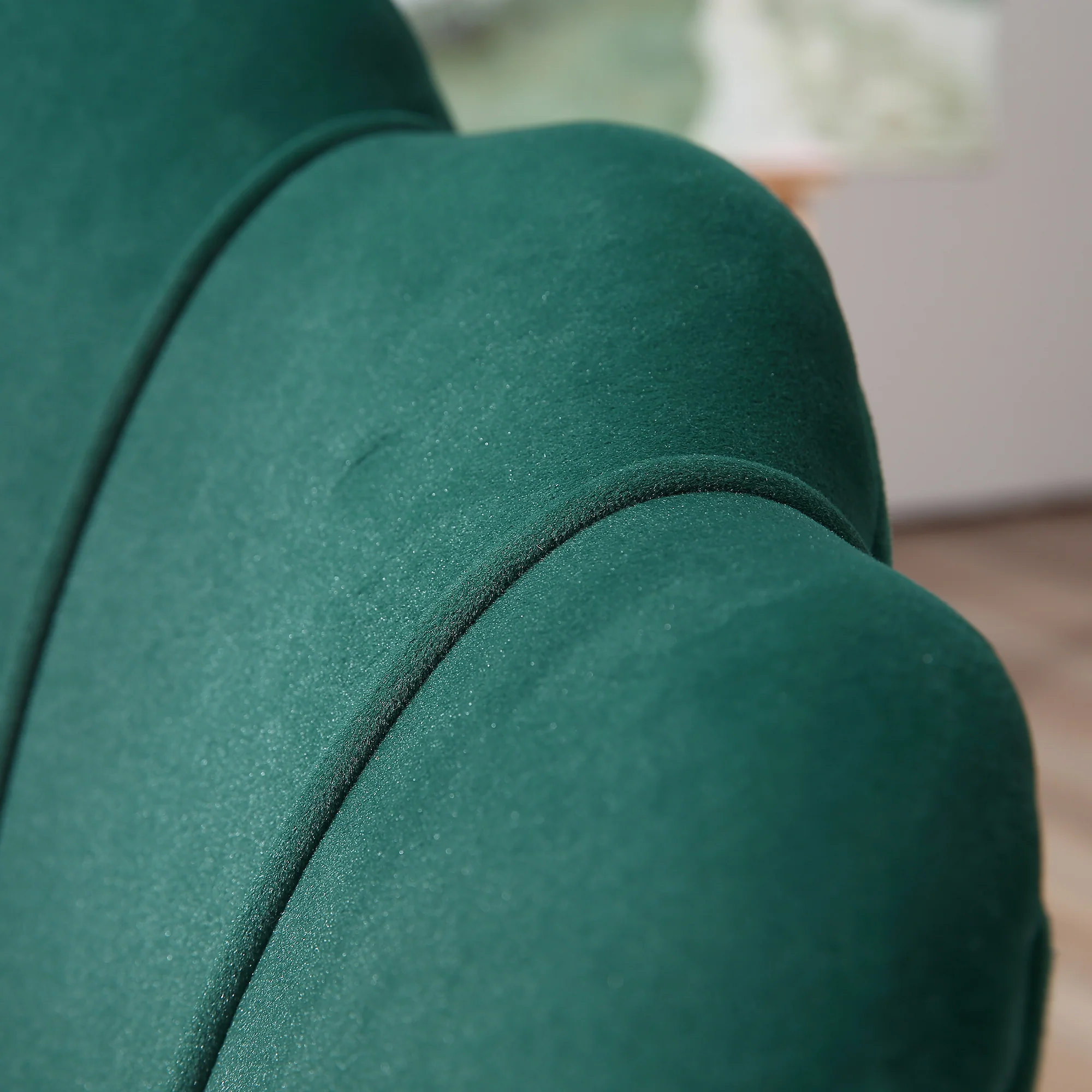 Modern Velvet Accent Chair with Gold Metal Legs & Soft Cushion, Dark Green - Image 10