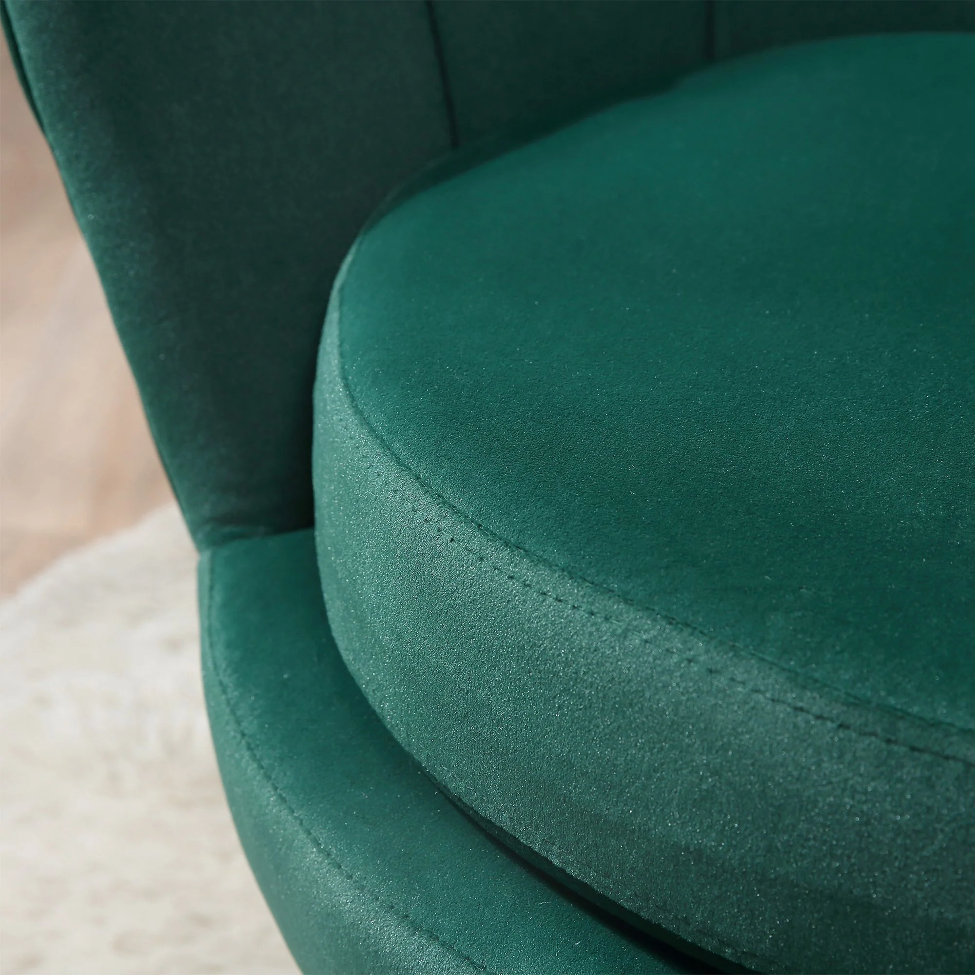 Modern Velvet Accent Chair with Gold Metal Legs & Soft Cushion, Dark Green - Image 11