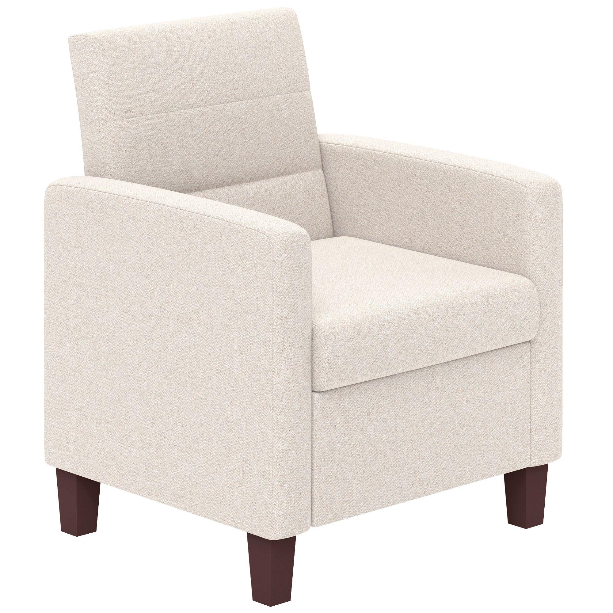 Modern Fabric Accent Chair with Seat Cushion & Non-Slip Pads, Cream White - Image 2
