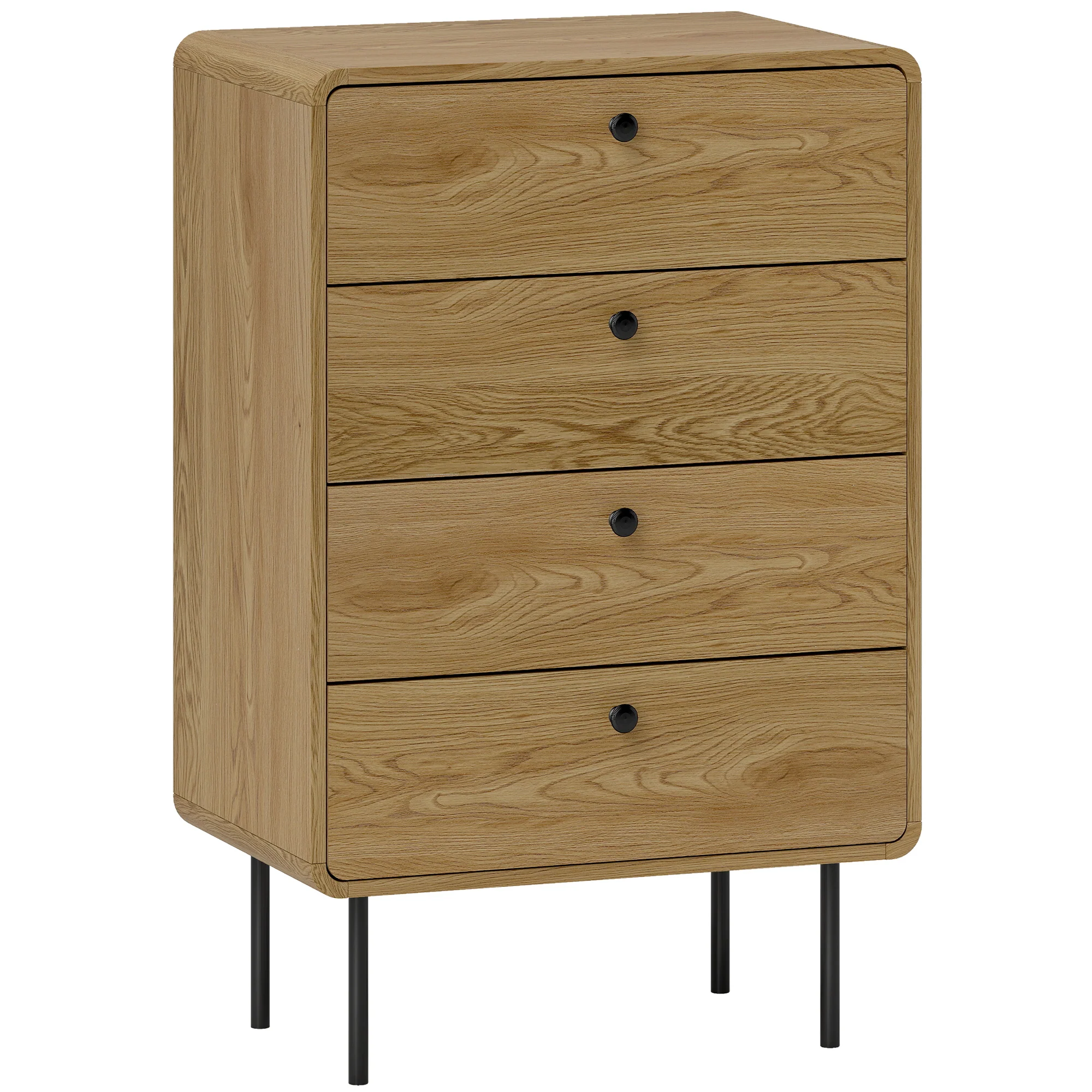 Modern Chest of Drawers with 4 Drawers, Dresser with Wood Handles and Steel Legs for Bedroom, Living Room, Entryway, Oak - Image 12