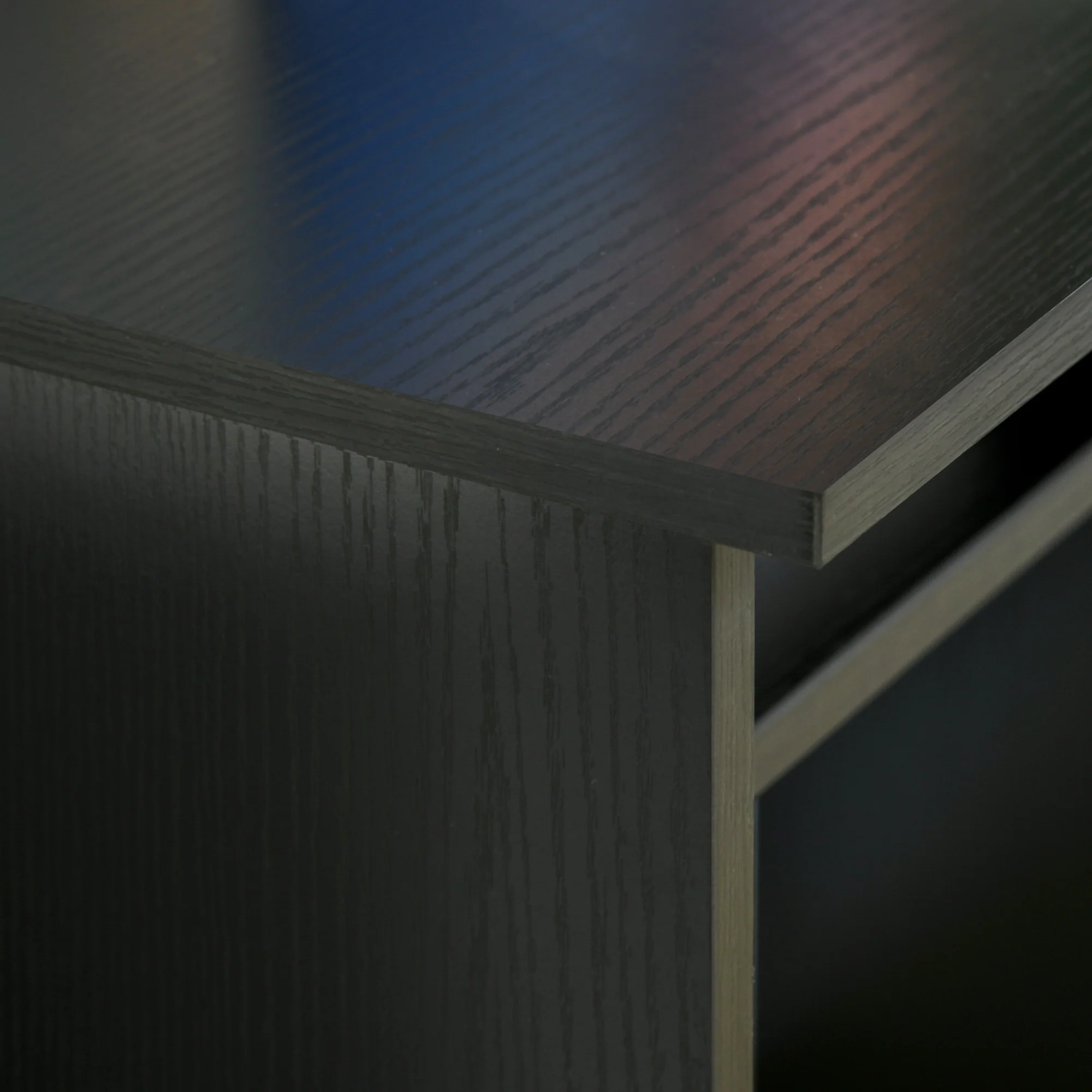 Modern Computer Desk, Small Writing Desk with Storage Shelf, 90 x 50cm, Black Wood Grain - Image 10