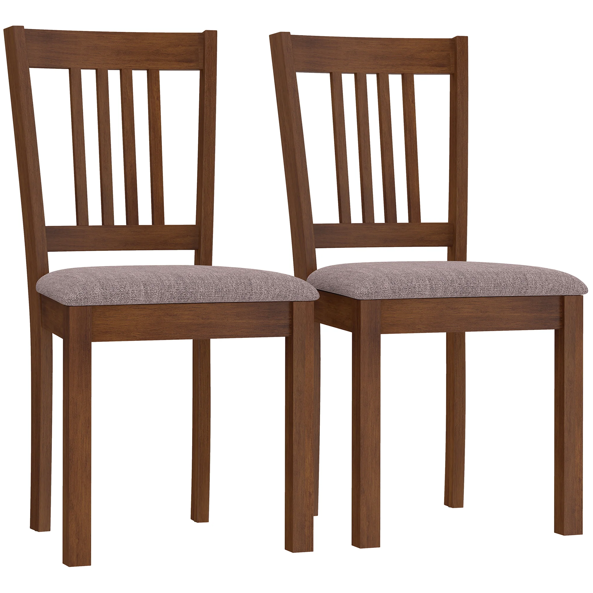 Set of 2 Modern Upholstered Dining Chairs with Linen Fabric and Rubberwood Legs in Brown - Image 12