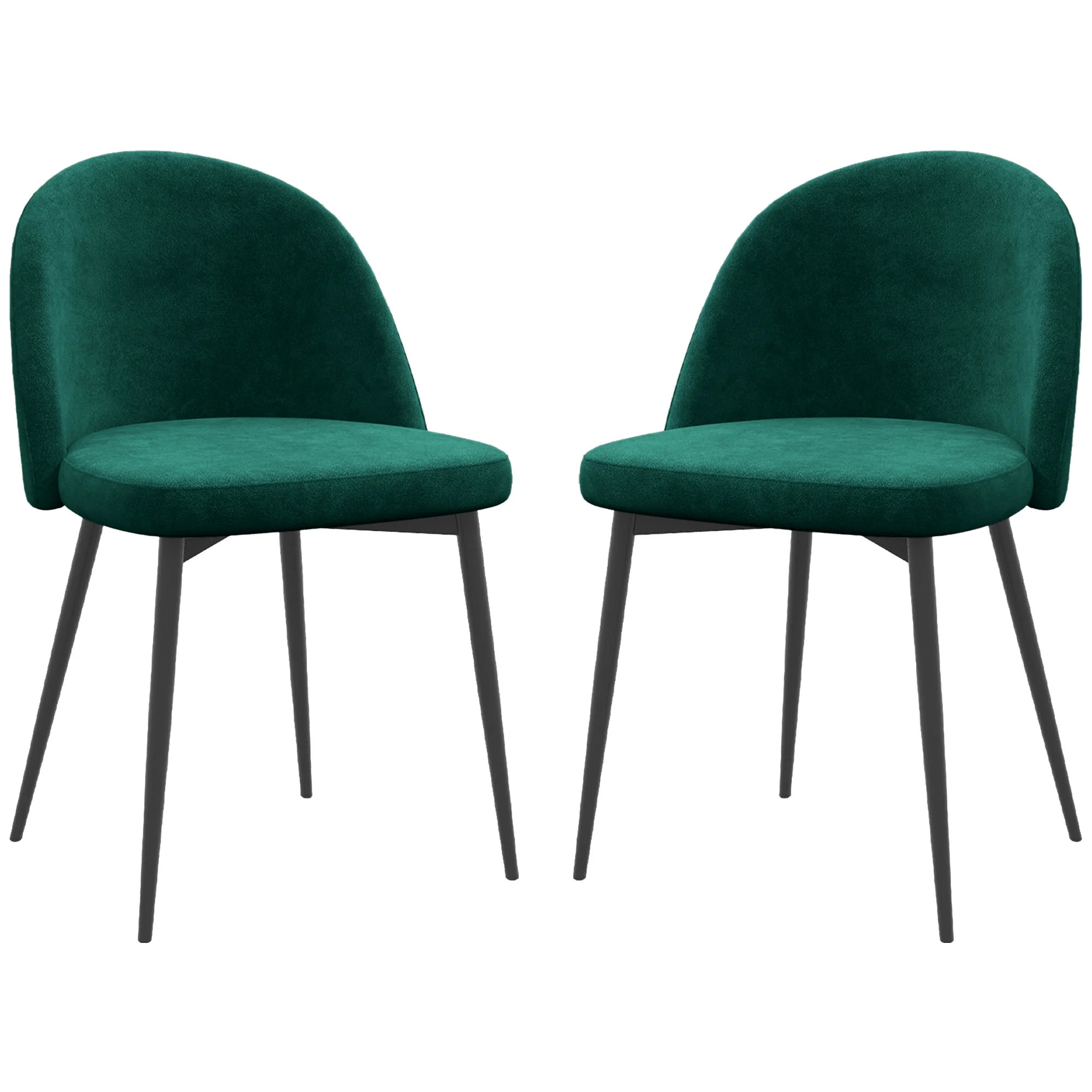 Set of 2 Mid-Back Velvet Dining Chairs for Dining Room, Green - Image 2