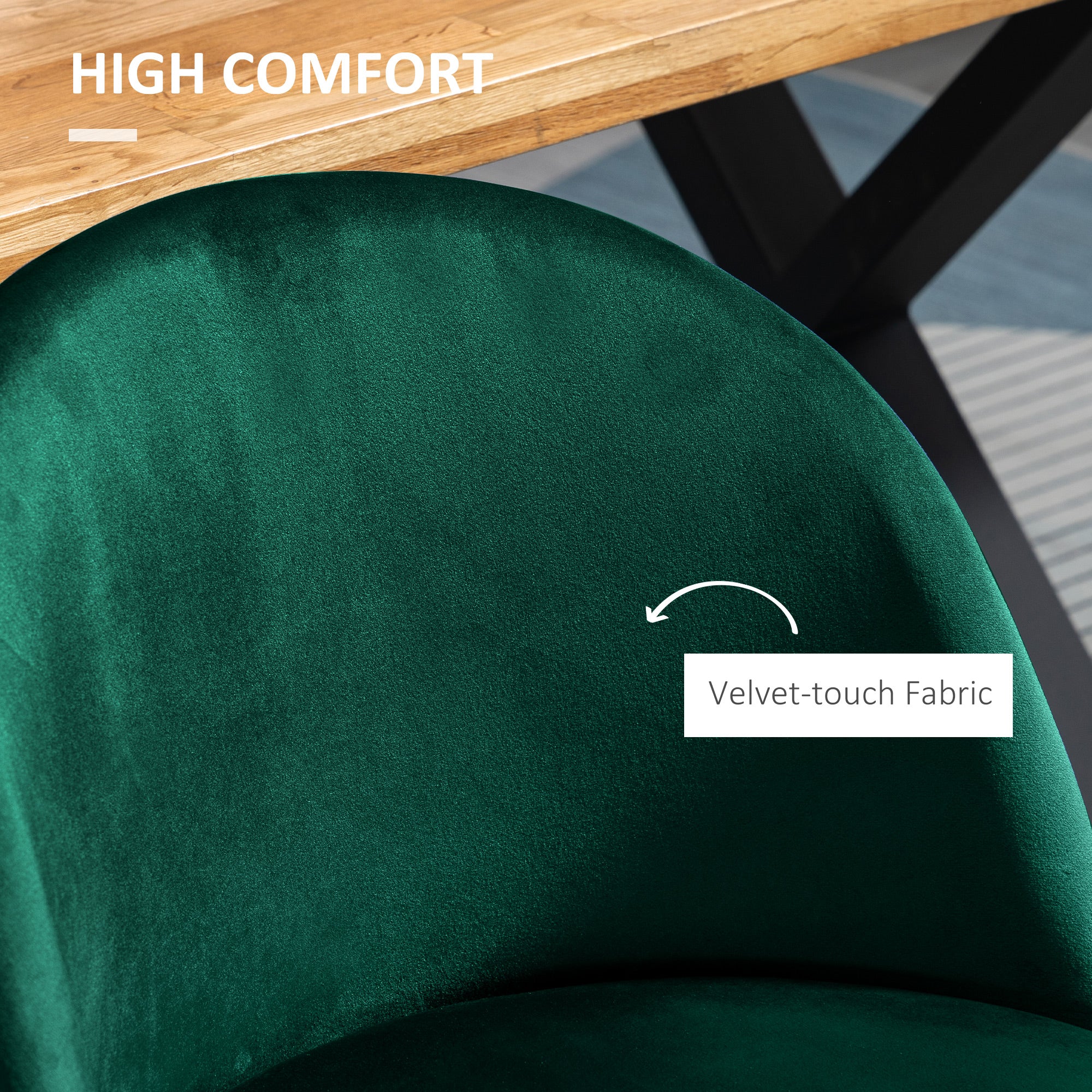 Set of 2 Mid-Back Velvet Dining Chairs for Dining Room, Green - Image 7