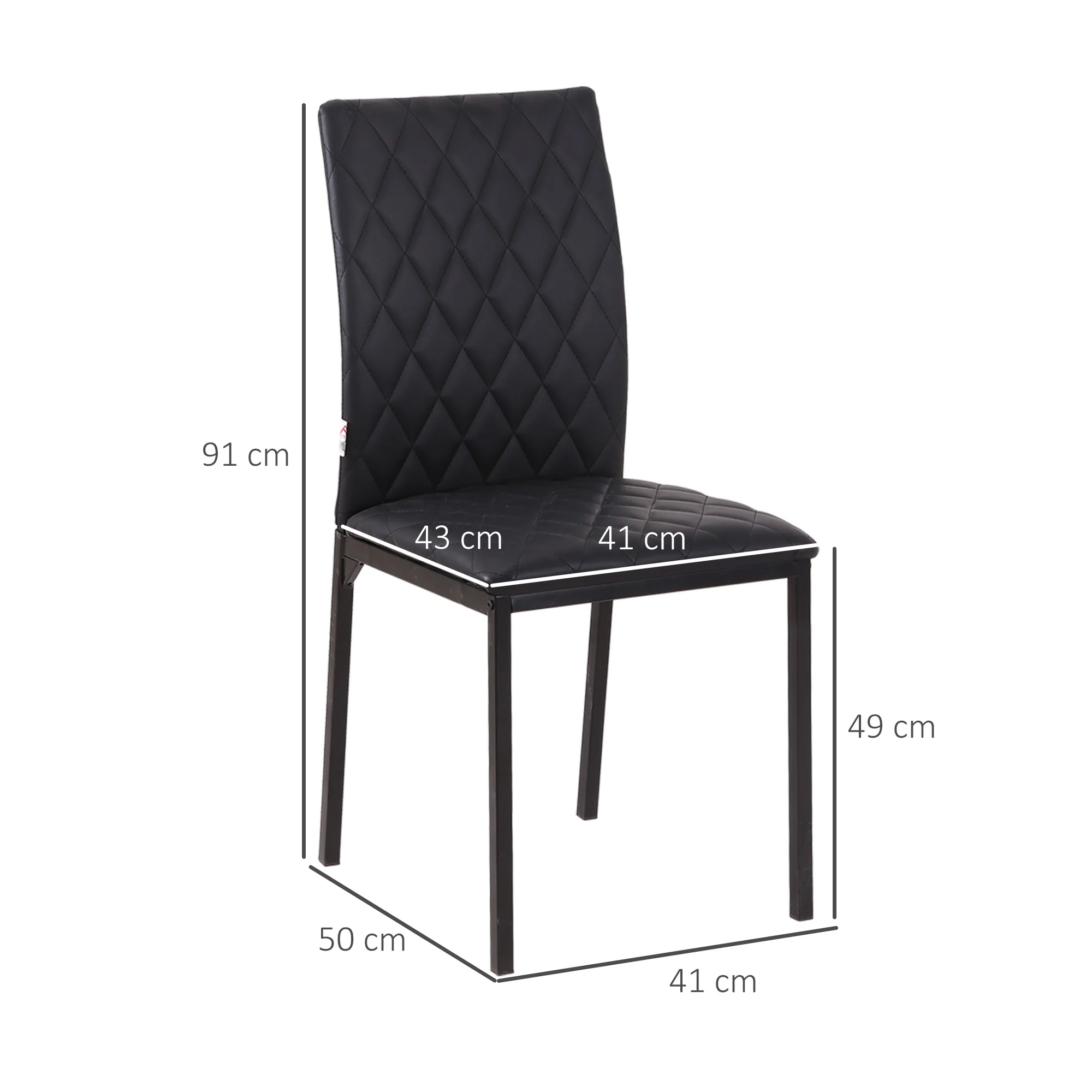Set of 4 Modern Upholstered Dining Chairs, Faux Leather Accent Chairs with Metal Legs, Black - Image 5