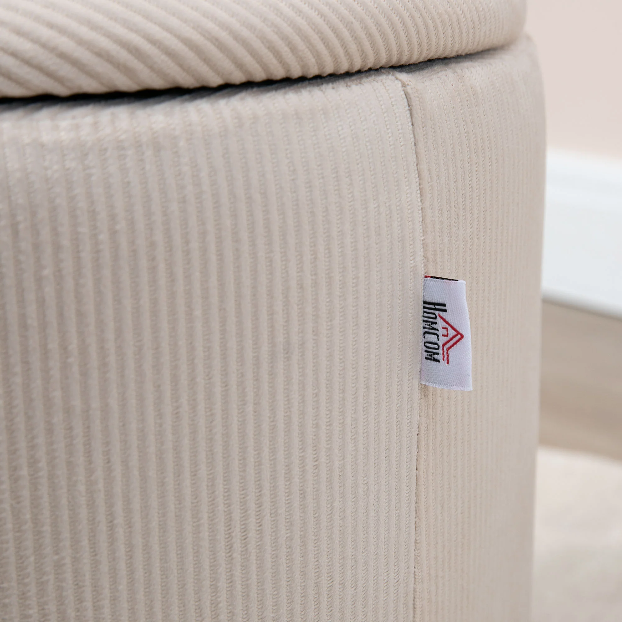 Modern Fabric Storage Ottoman Set of 2 w/ Removable Lid, Dressing Table Stool, Cream White - Image 10